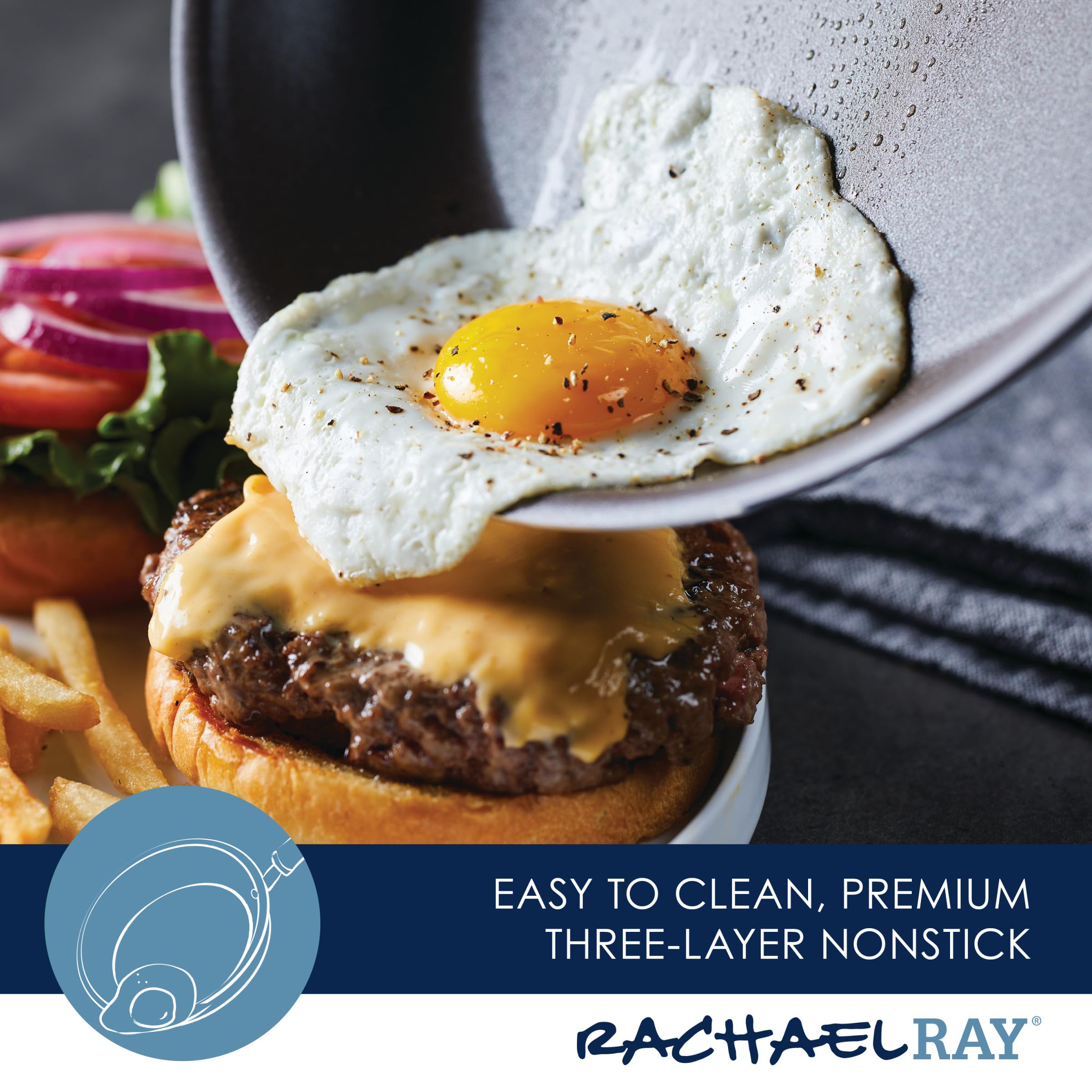 Rachael Ray Cook + Create Nonstick Frying Pan/Skillet, 10 Inch, Gray