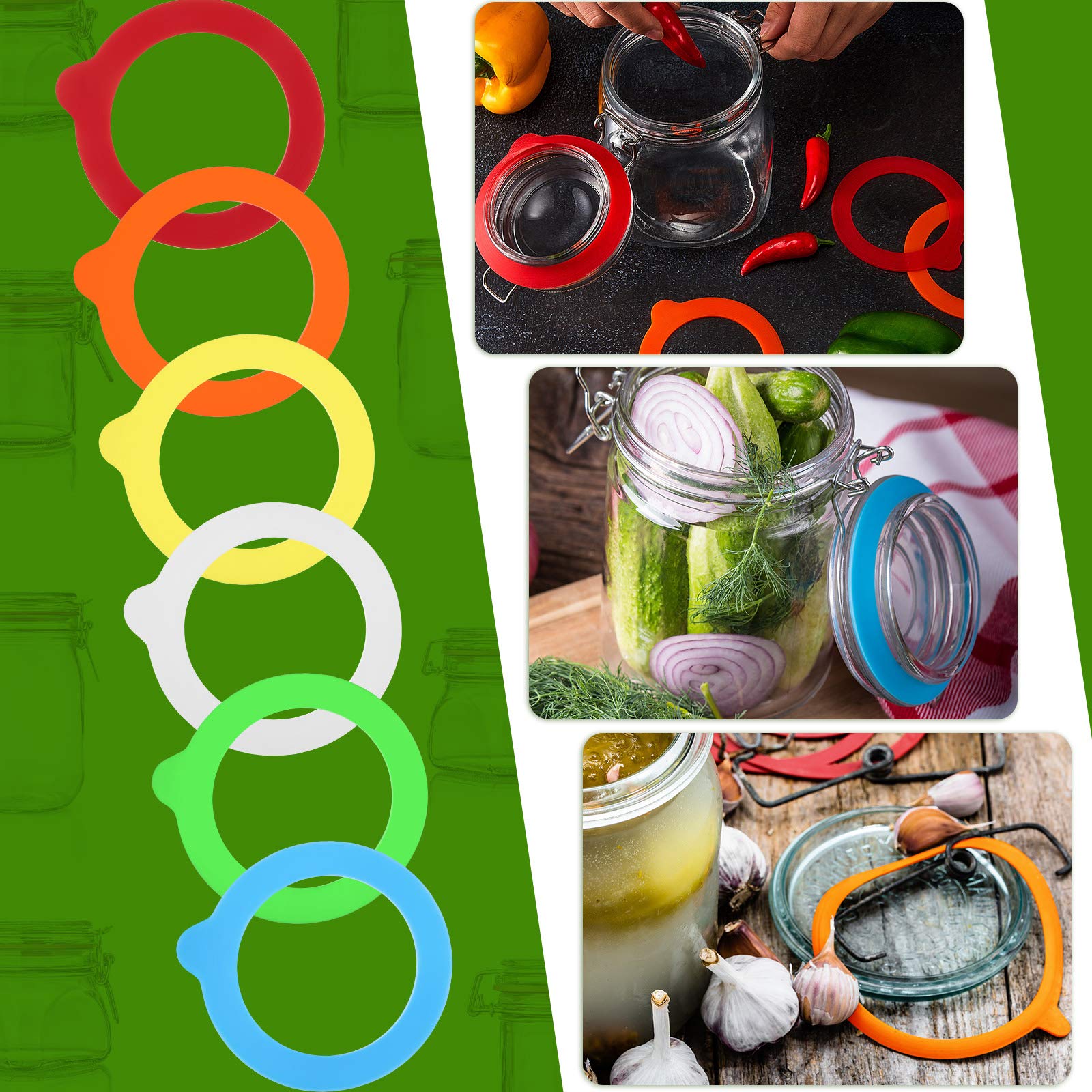 Silicone Jar Gaskets Replacement Reusable Silicone Seals Leak-Proof Silicone Gasket Sealing Rings For Regular Mouth Canning Jars