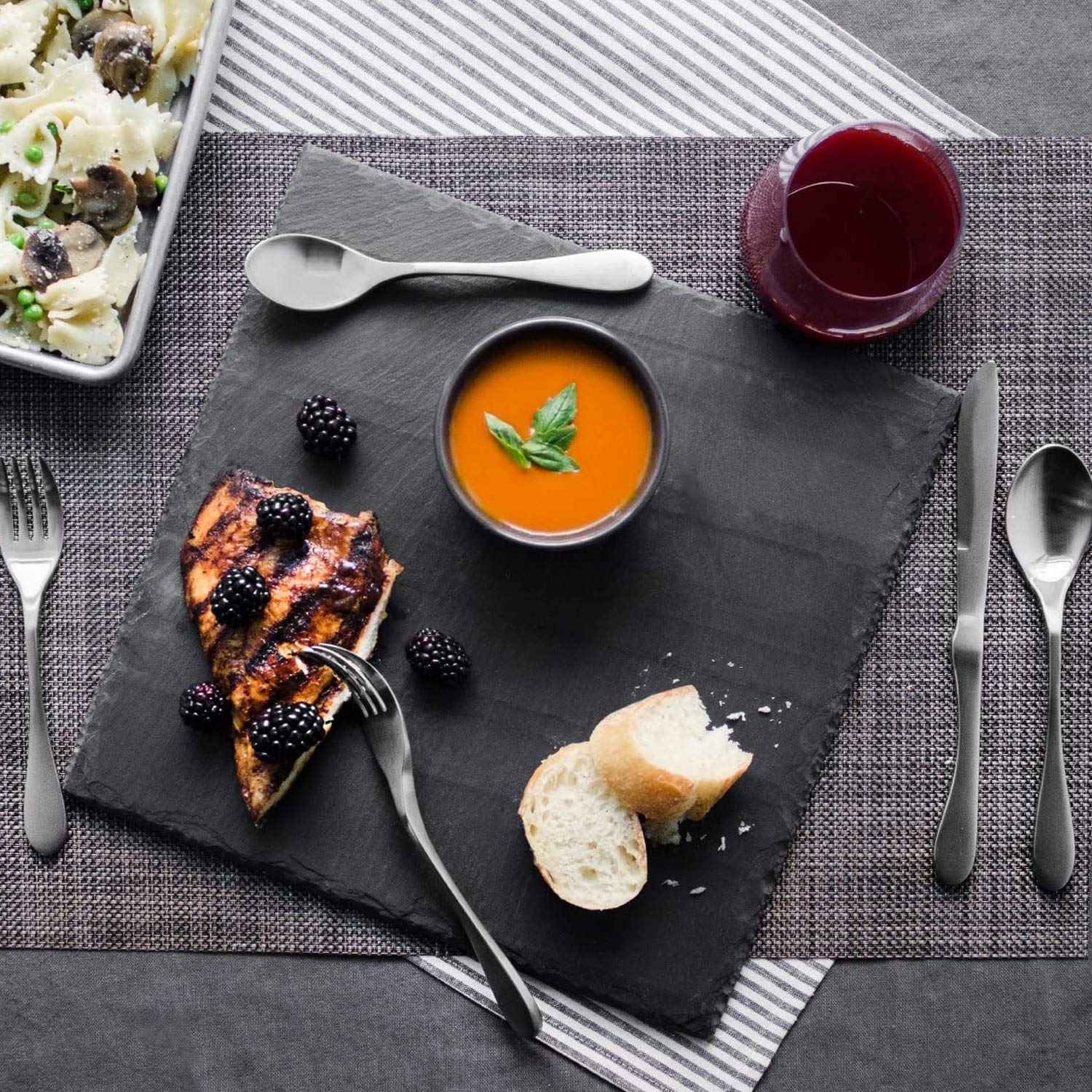 Knork Original Silverware Stainless Steel Metal Utensils Flatware Cutlery Place, 5 Piece Set, Matte Silver