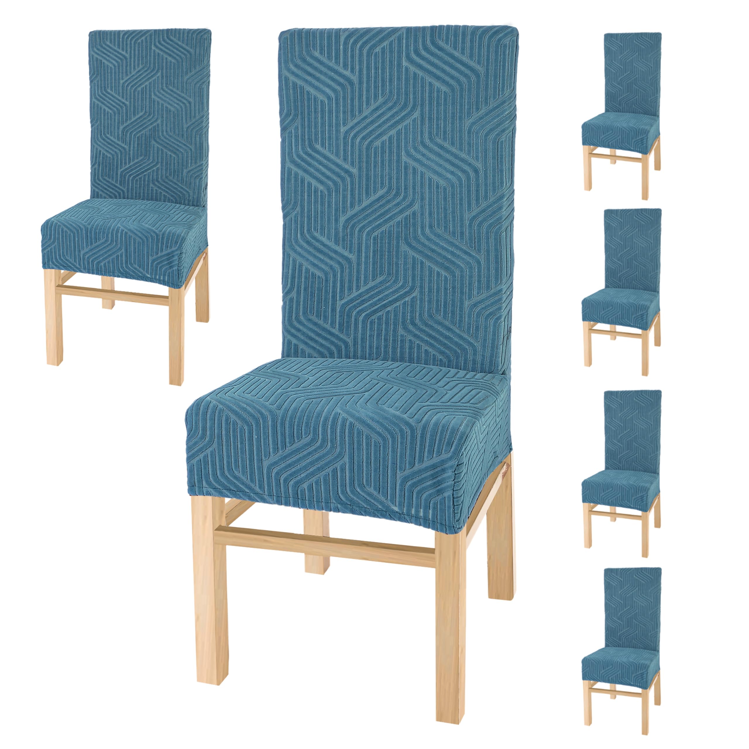 Yellow Weaves Elastic Stretchable Dining Chair Covers, Removable Washable Elastic Self Jacquard Dining Chair Covers (Set Of 6, T