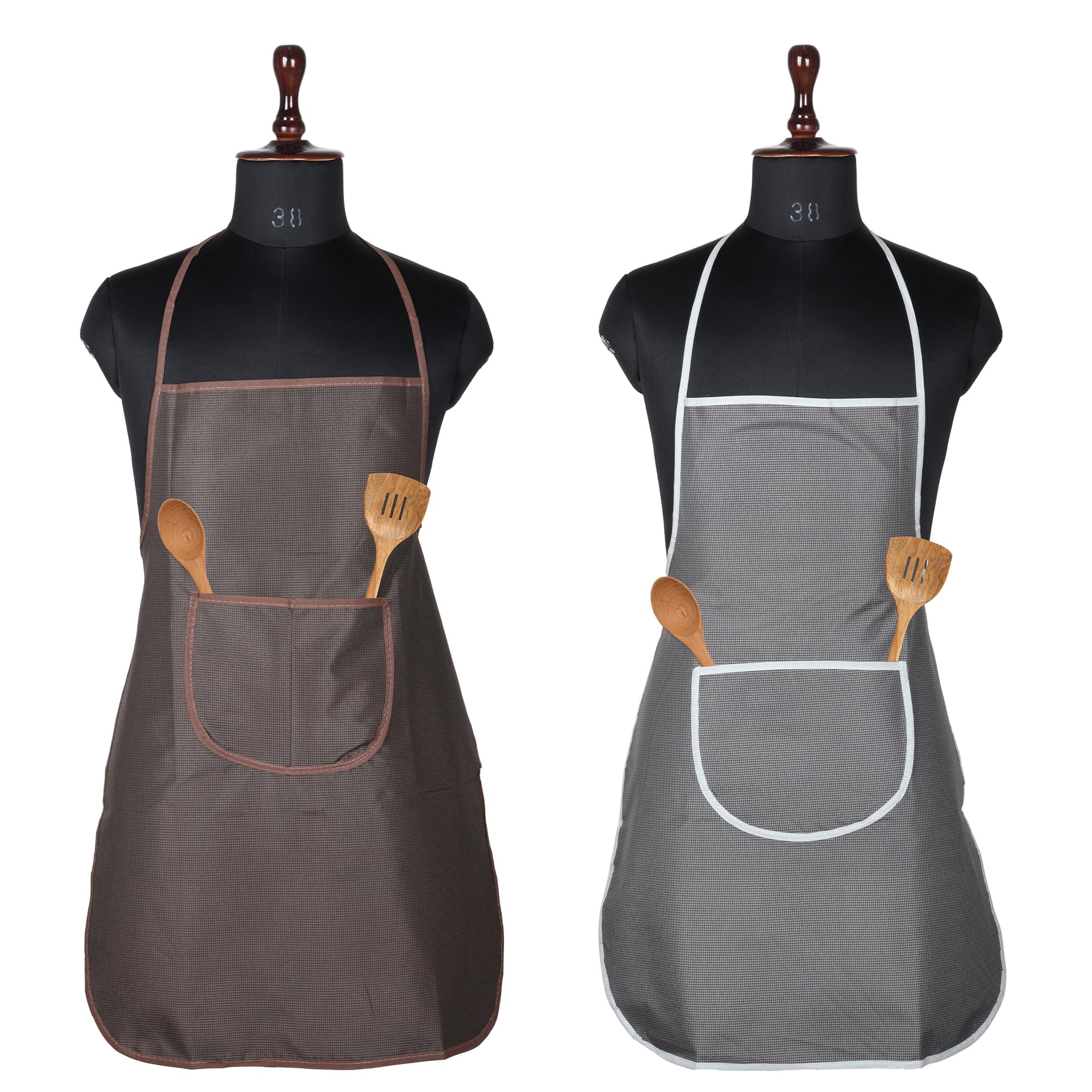 Heart Home Set Of 2 Apron | Kitchen Apron For Women | Waterproof Kitchen Cloth | Apron For Cooking | Center Pocket Apron With Ti