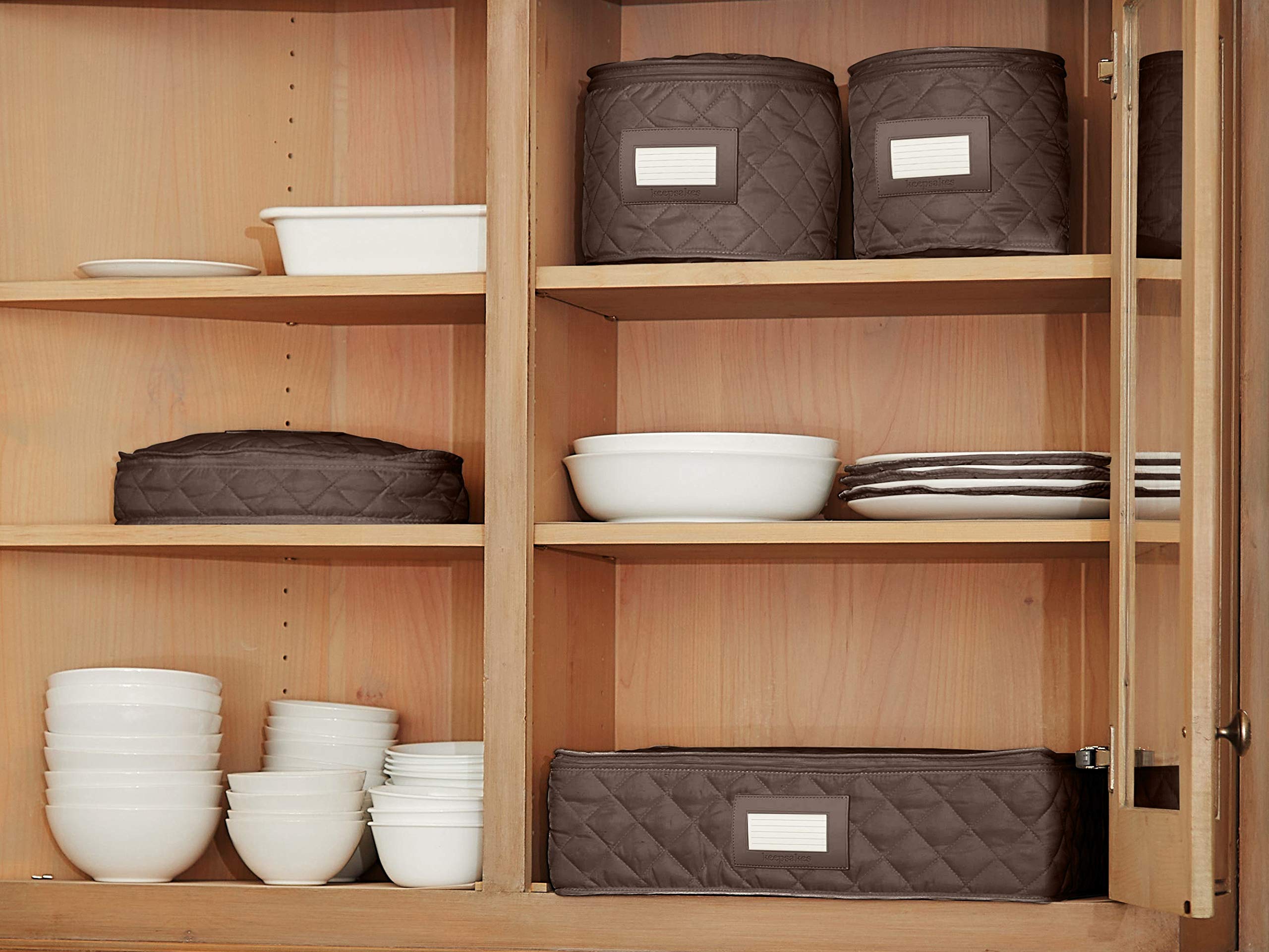 Covermates Keepsakes - Dish Storage - Padded Protection - Id Window - Stain Resistant - Machine Washable - China Storage, Bronze