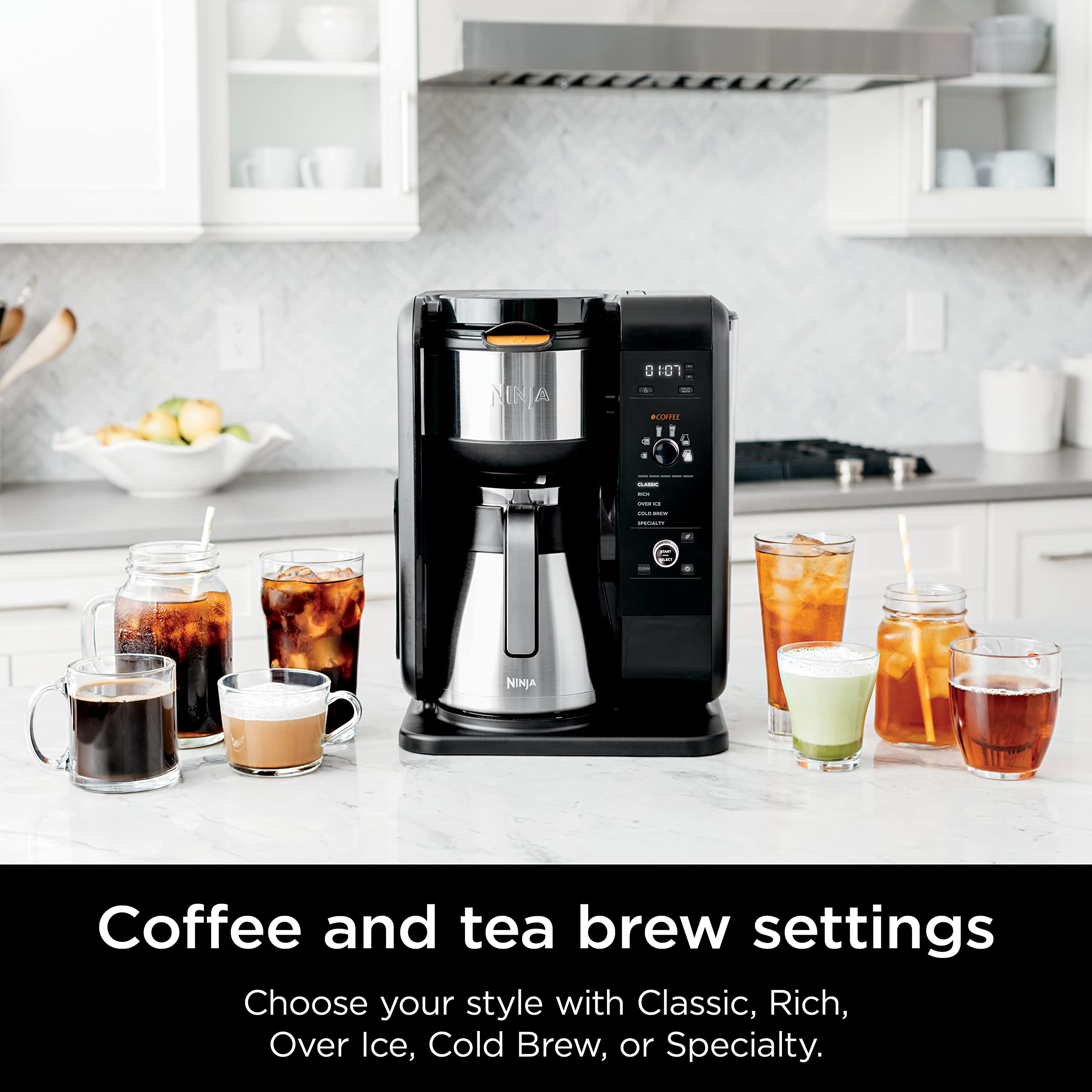Ninja Hot and Cold Brewed System, 10-Cup Coffee & Tea Maker, Auto-iQ, Black, Model CP307, Includes Thermal Carafe & Frother