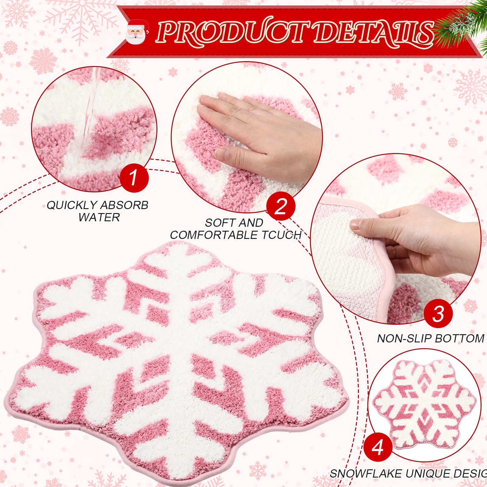 Ceenna 2 Pcs Snowflake Rug Bathroom Rugs Winter Snowflake Doormat Decorative Washable Non Slip Welcome Floor Mat Christmas Doorm