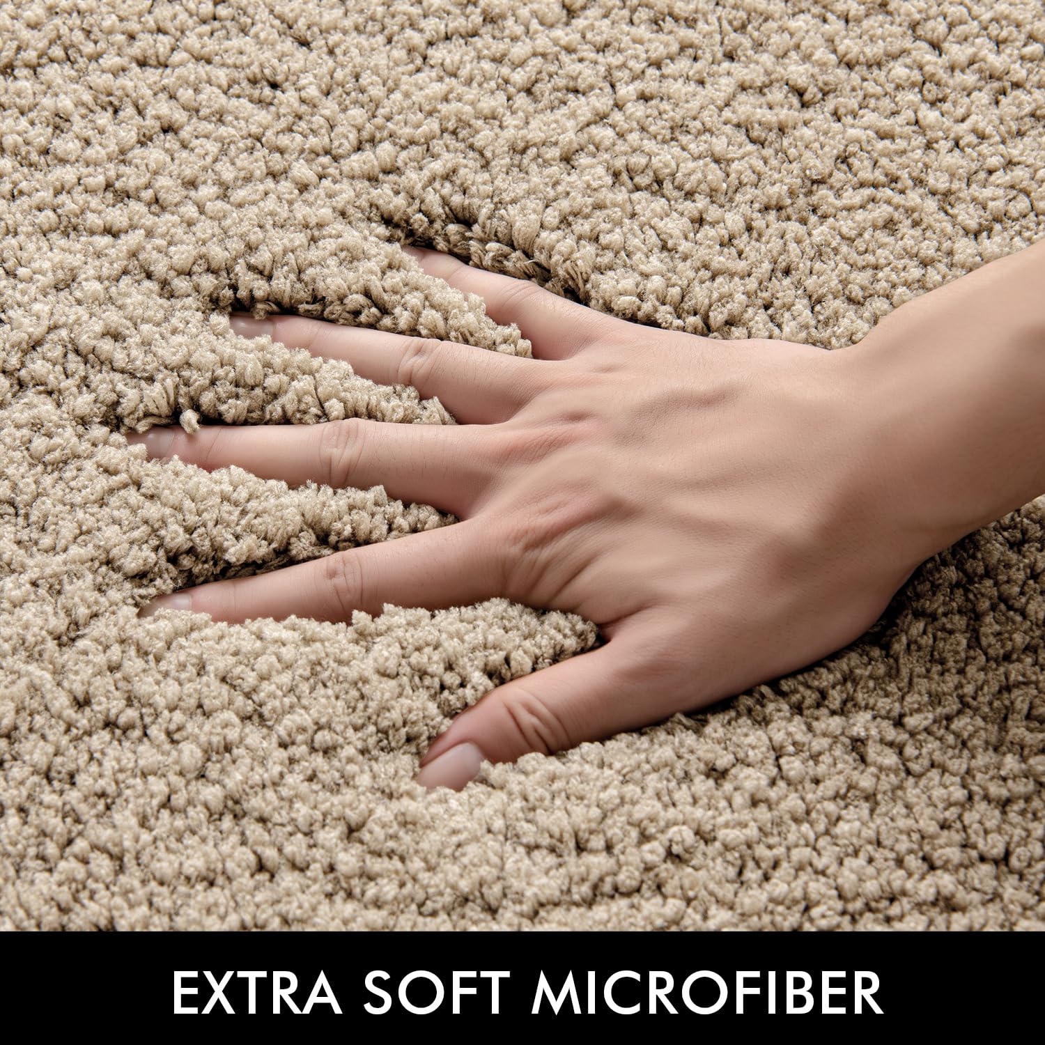 Miulee Tan Absorbent Bathroom Rugs, Soft Large Bath Mats Non-Slip And Quick-Drying For Bathroom Floor Bathtub Showers, Machine W