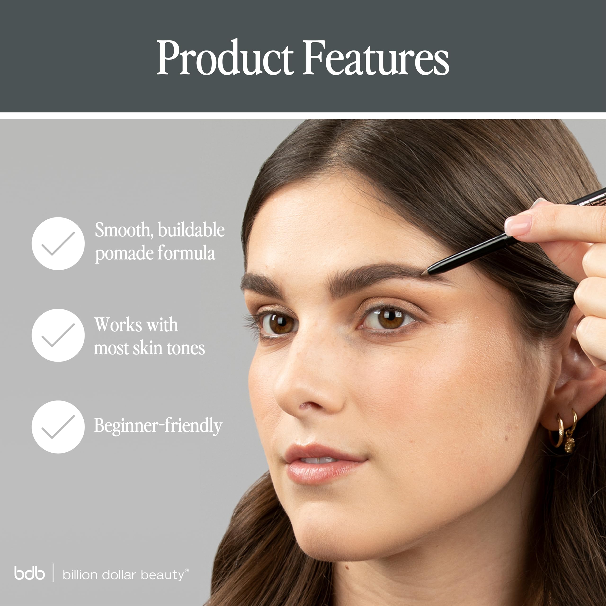 Billion Dollar Brows Universal Eyebrow Pencil  One Perfect Shade  Eyebrow Filler  Smudge Proof  Smooth Application  Easy To Use