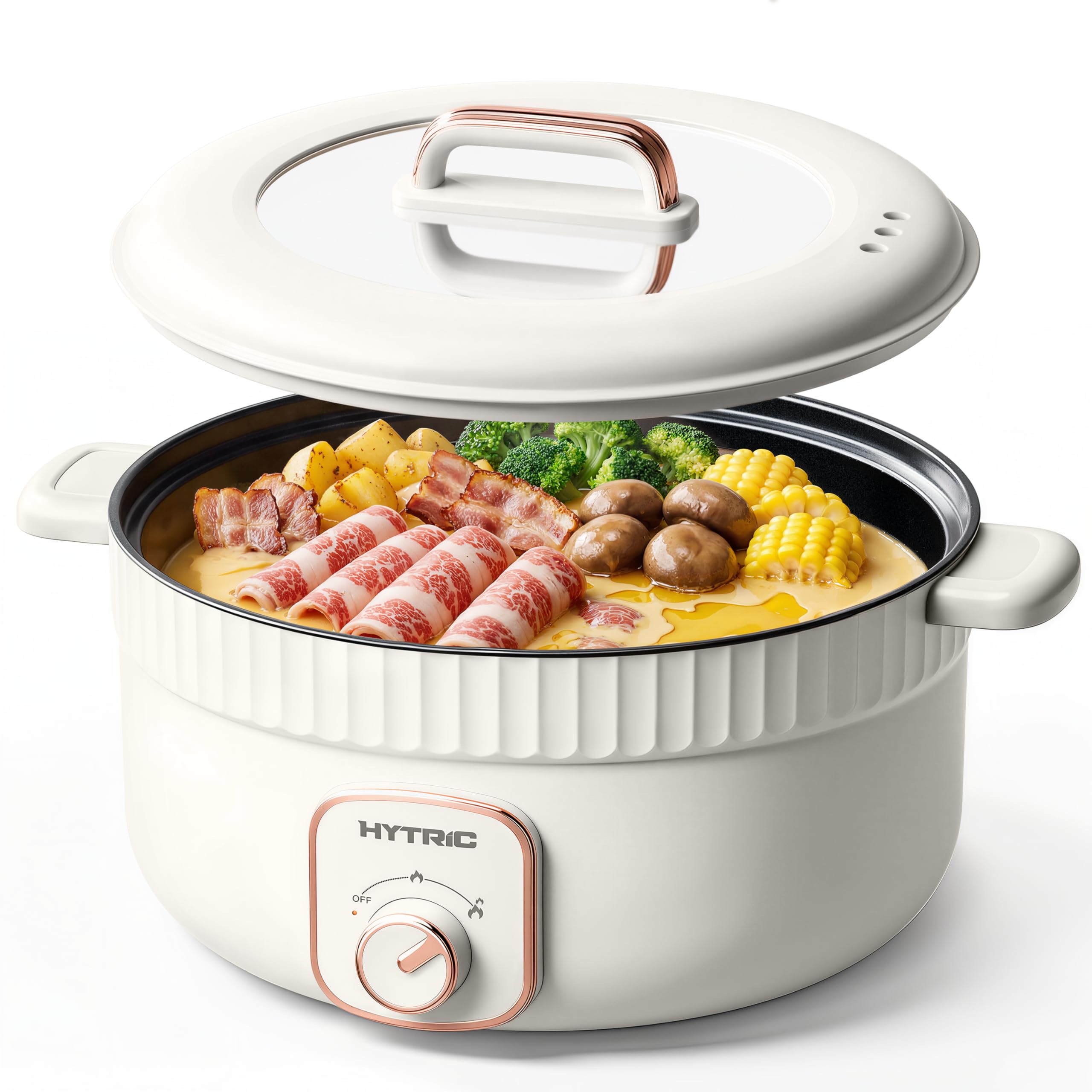 HYTRIC 4.5L Electric Pot, 1200W NonStick Hot Pot Electric with Dual Power