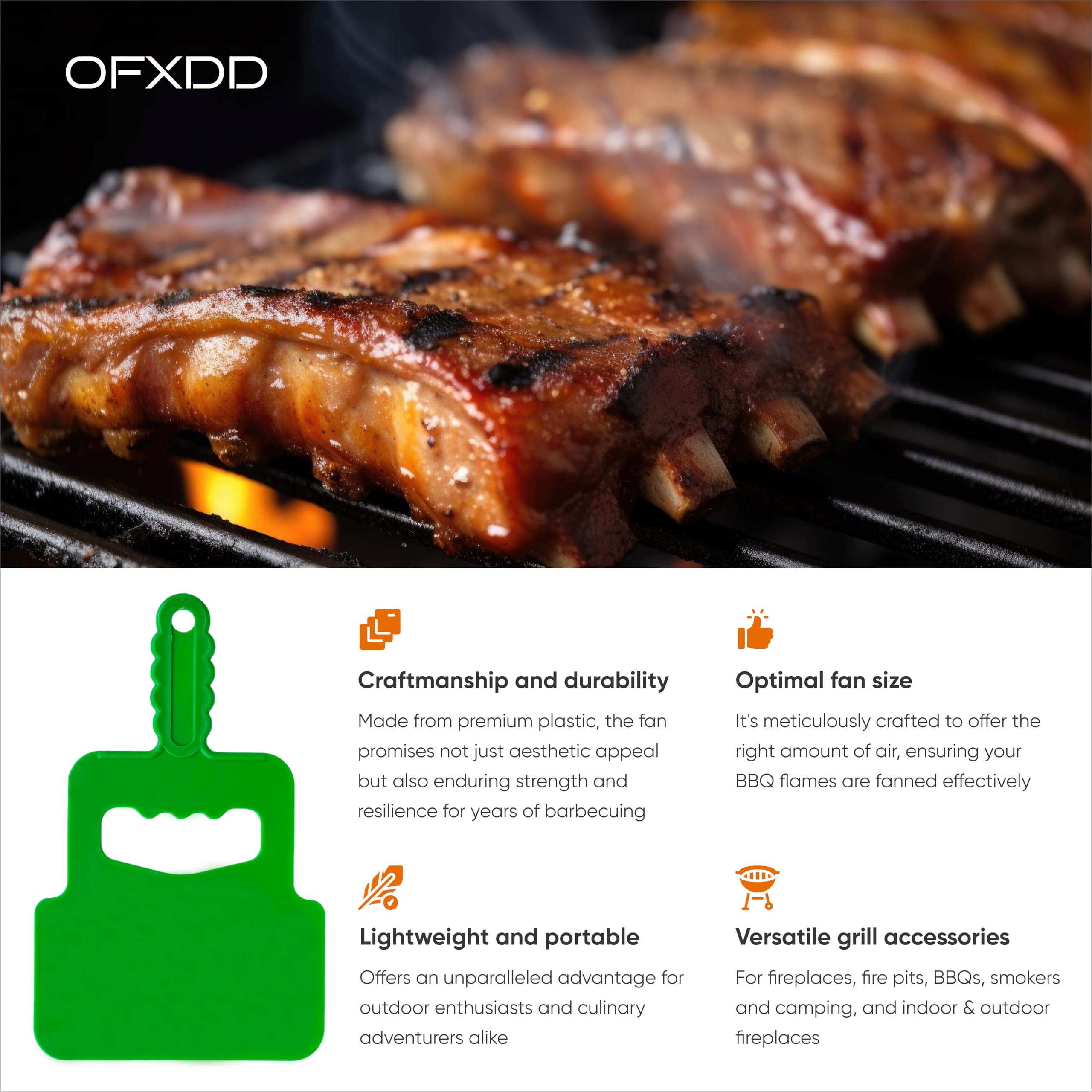 OFXDD Billows for Fire - Plastic Hand Blower for Barbecue 2 Pcs - Strong Manual Crank Blower - Grill Fan with Handle