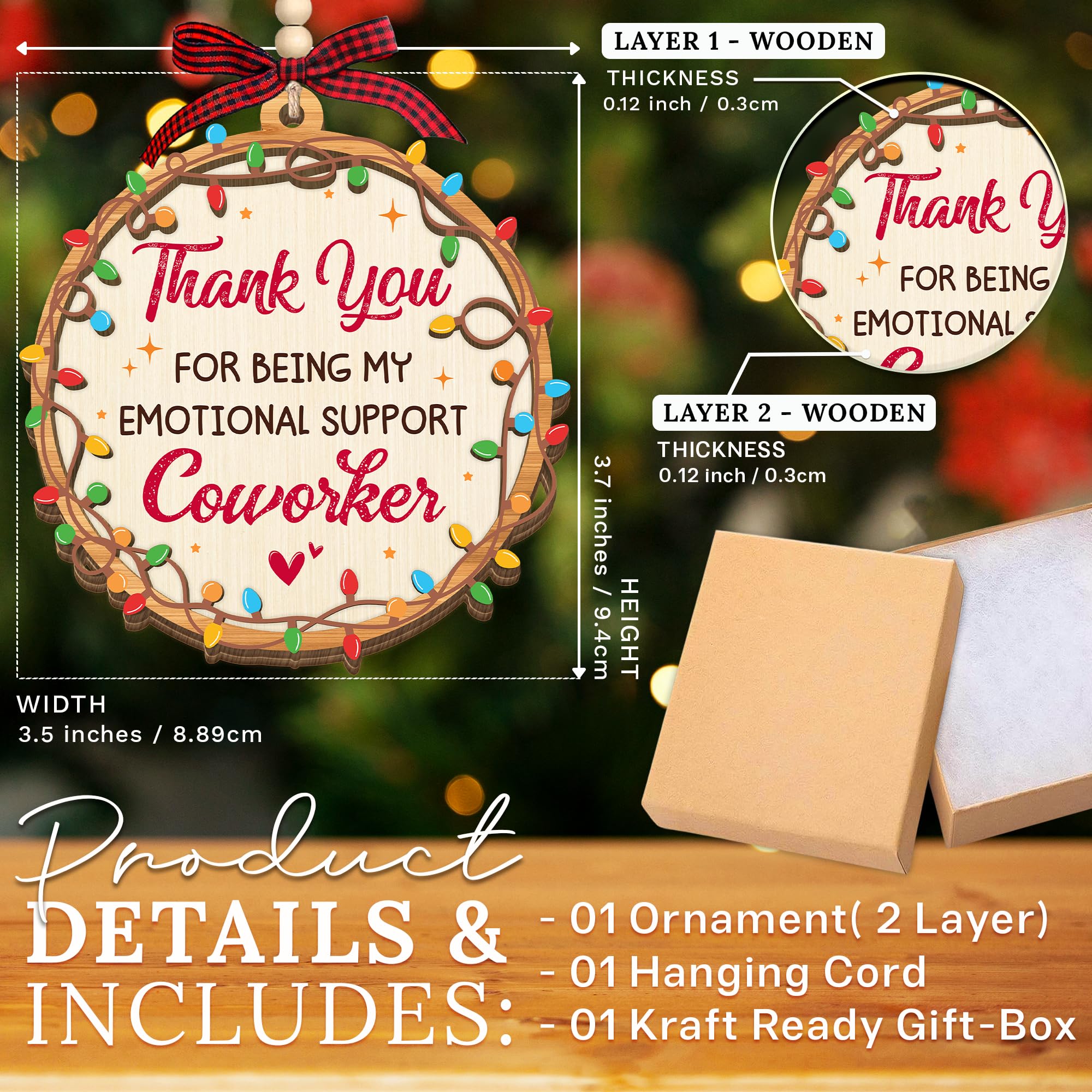HEXMOZ Coworker Ornament - Christmas Coworkers Thank You Gifts for Work Besties, Work Friends - Funny Secret Santa Holiday Gag G