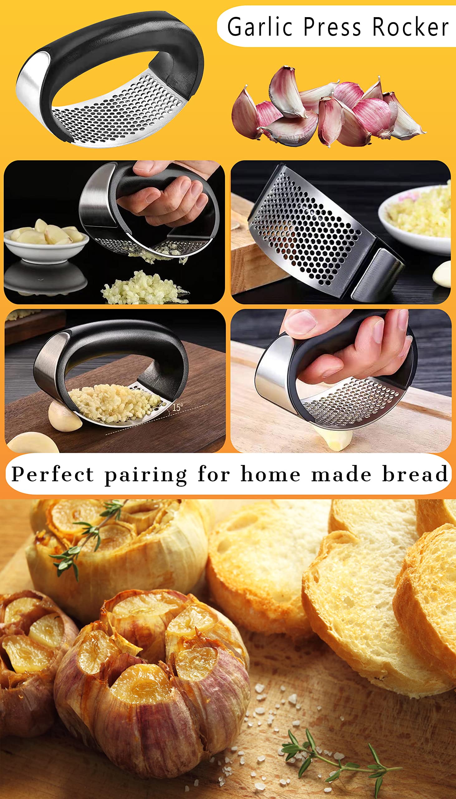 Aokdeer Garlic Roaster, Pre-Seasoned Cast Iron Garlic Roaster Oven Baker And Garlic Presses Set For Kitchen, Pumpkin Soup Pot Ca