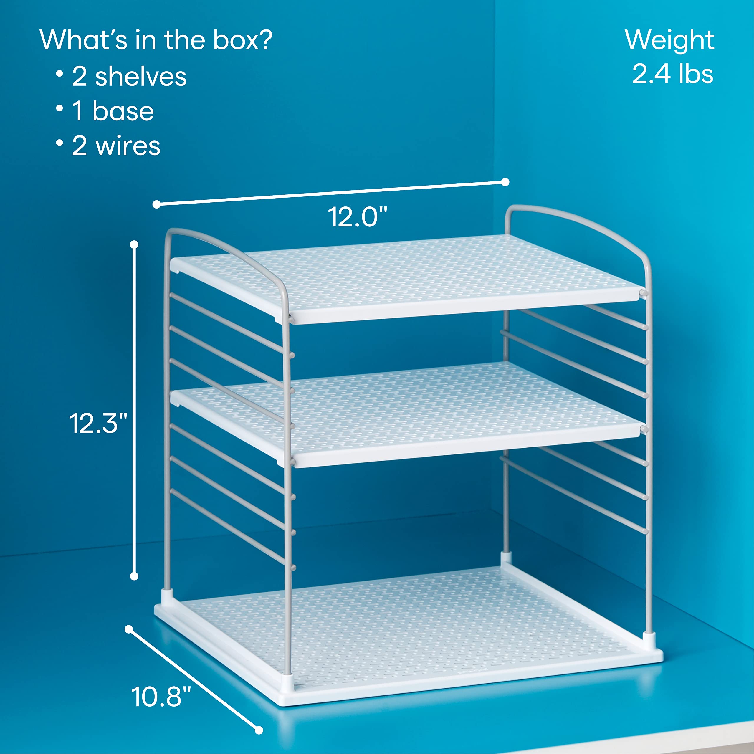 Youcopia Upspace Cabinet Box Organizer, Adjustable Kitchen And Pantry Shelf For Plastic Wrap And Foil Storage, Extra Large, Whit