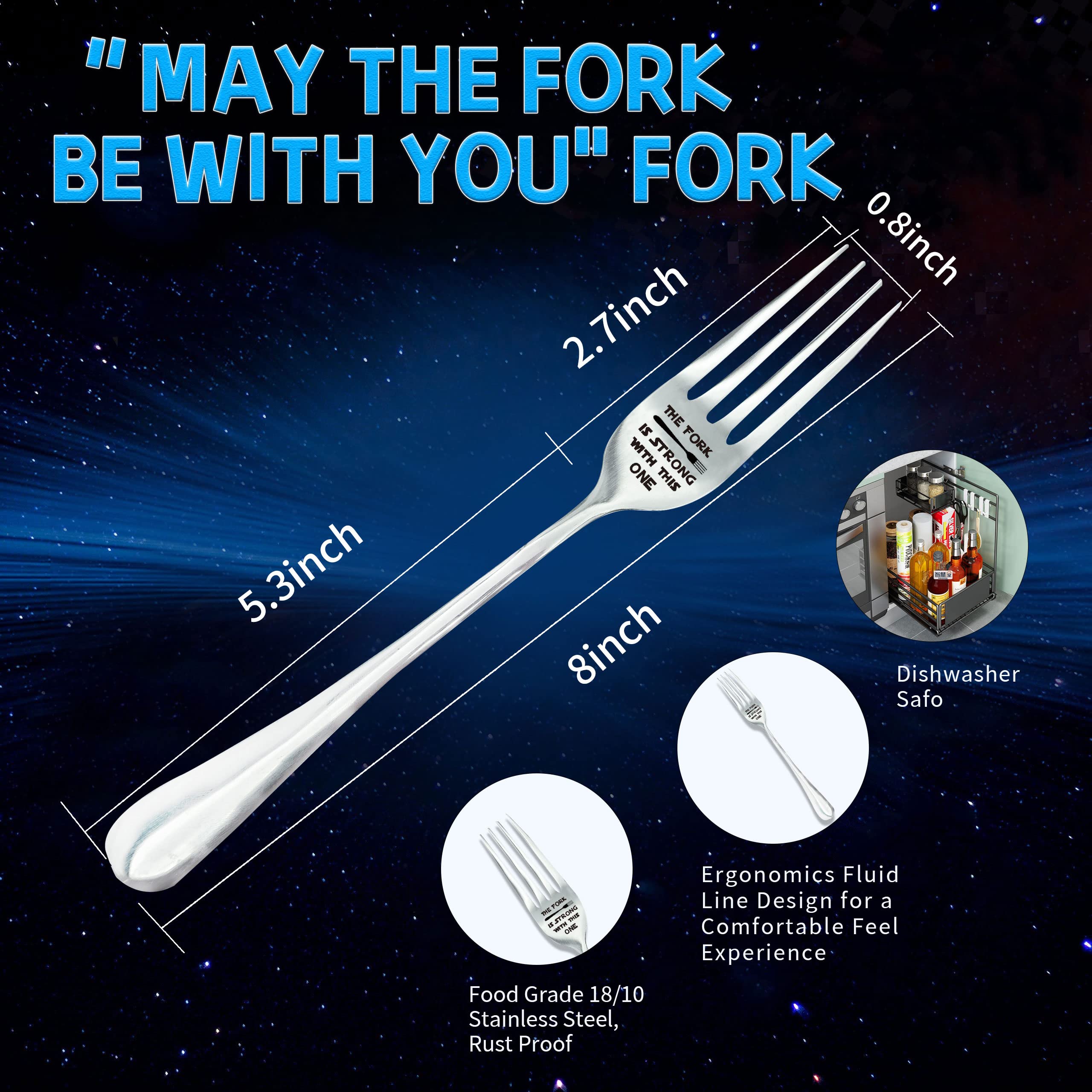 Vickhu The Fork Is Strong With This One Laser Engraved Fork Gift For Starwars Fans,Mothers Day/Fathers Day/Valentines Day Gifts