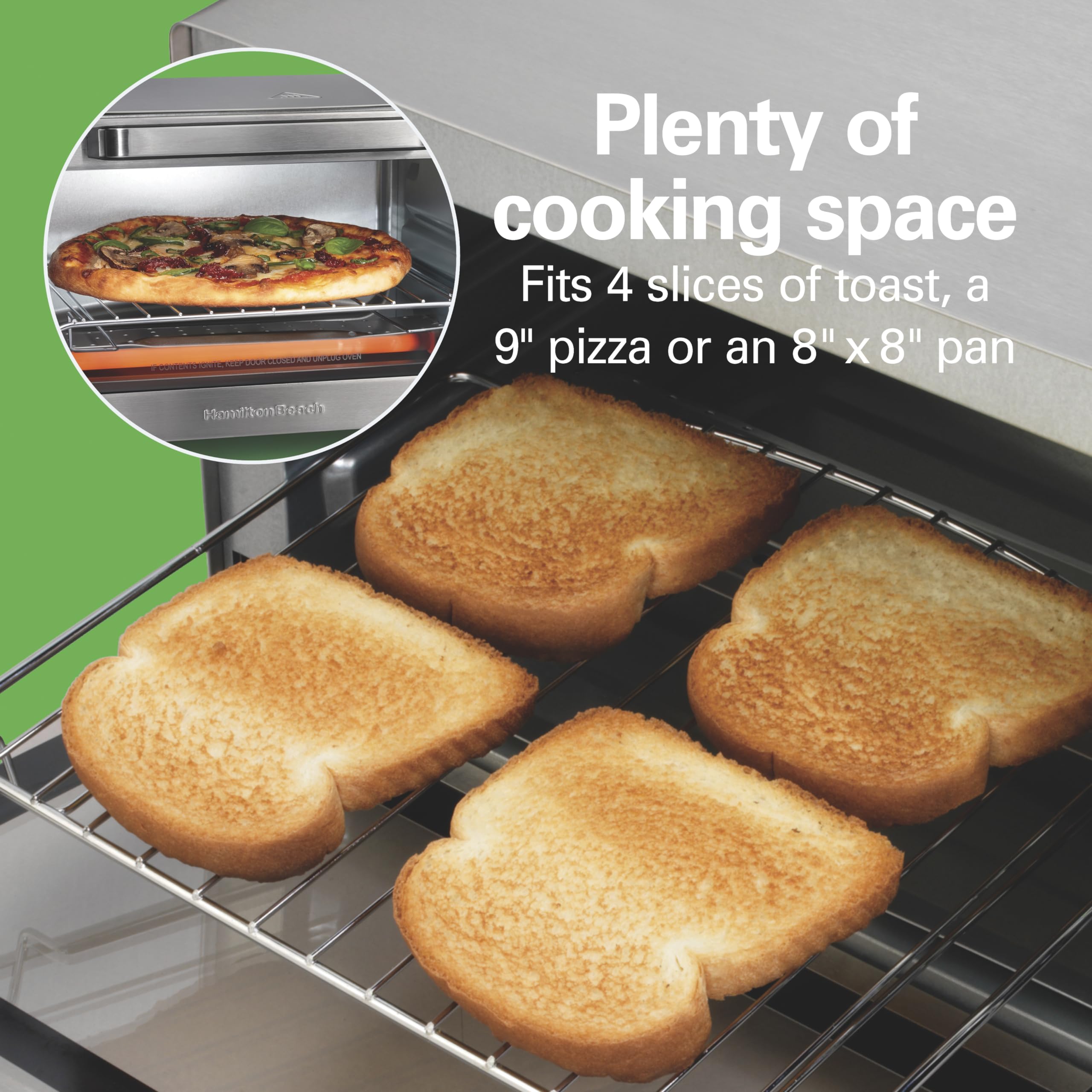 Hamilton Beach Sure-Crisp Air Fryer Toaster Oven Combo, Fits 9    Pizza, 4 Slice Capacity, Powerful Circulation, Auto Shutoff, S