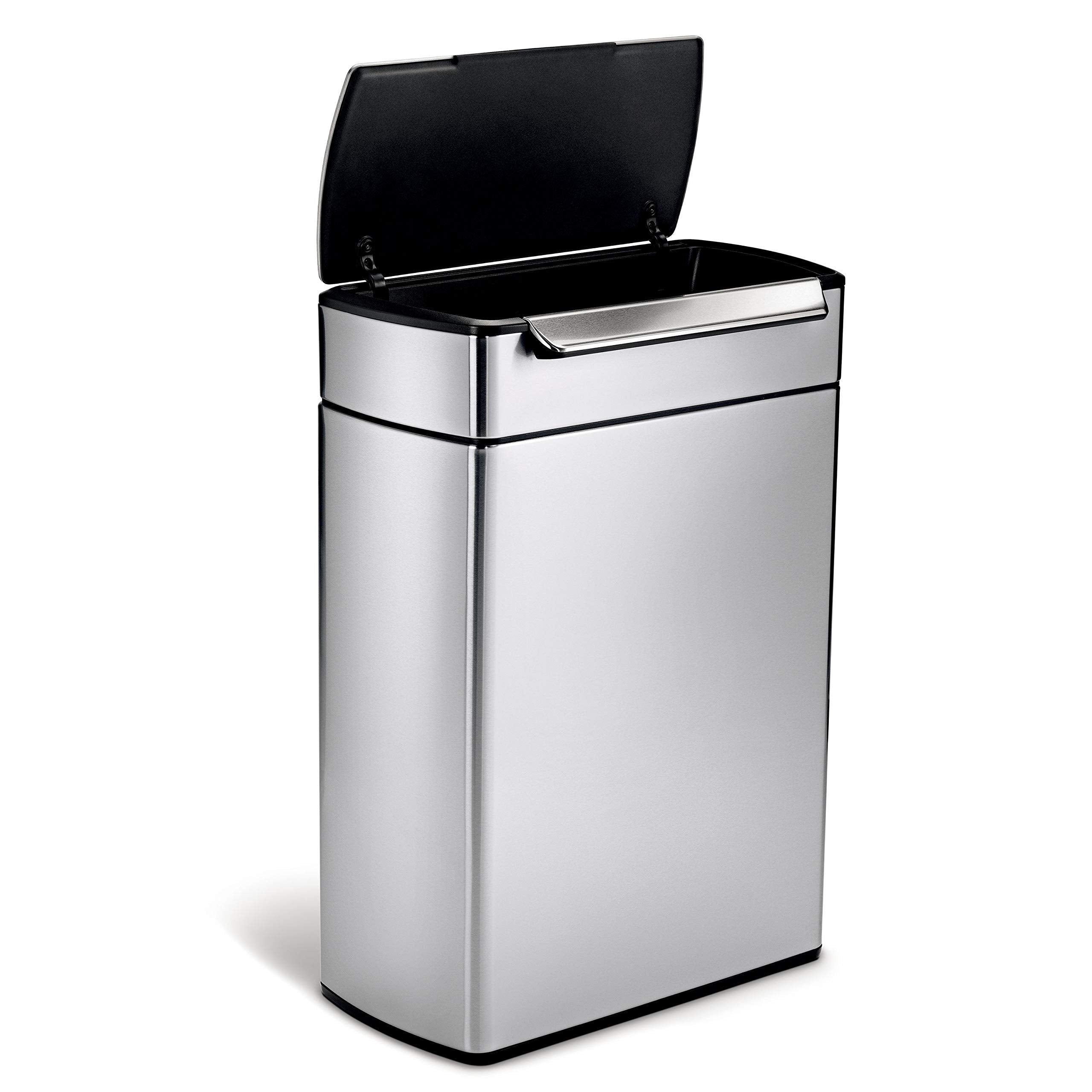 Simplehuman 48 Liter / 12.7 Gallon Touch-Bar Dual Compartment Kitchen Recycling Trash Can, Brushed Stainless Steel