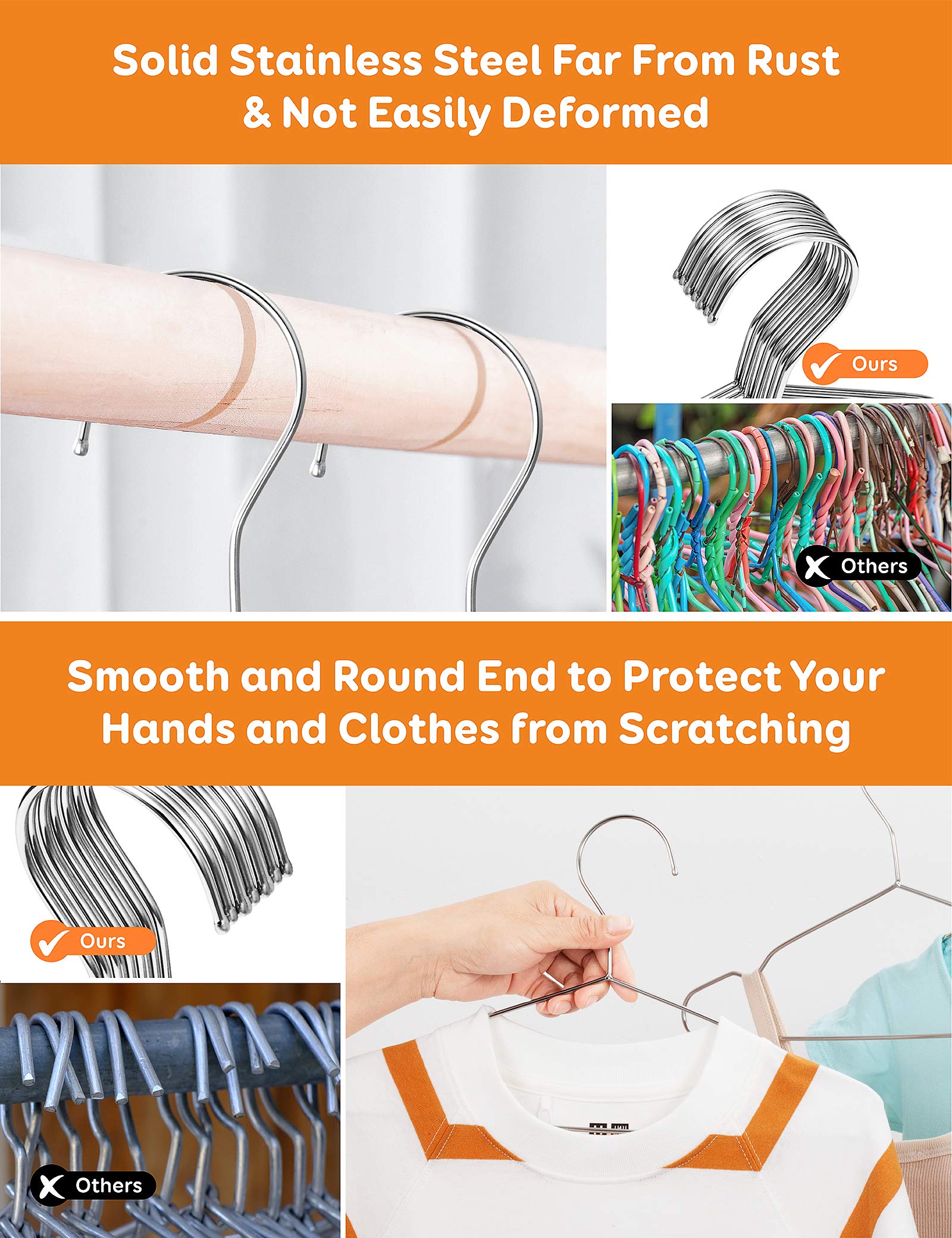Baby Hangers  50 Pack Stainless Steel 12.6 Inch Baby Clothes Hangers Heavy Duty Non-Slip Space Saving Coat Hangers Metal Hangers for Kids Children Toddler Clothes