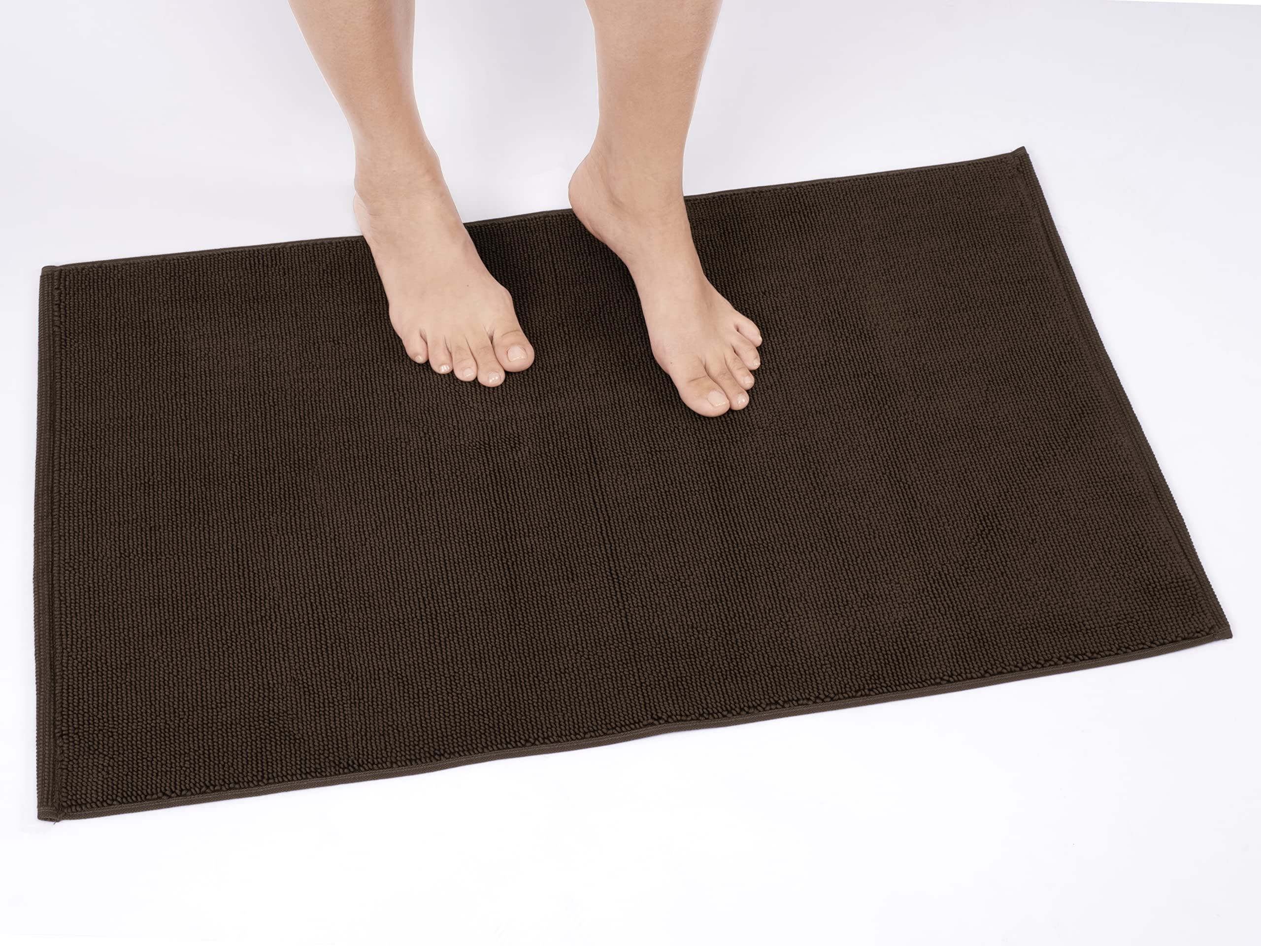 Cotton Paradise Bath Rug For Bathroom, 17X24 Inch 100% Cotton Non Slip Bath Mat Rug, Soft Absorbent Machine Washable, Brown Bath
