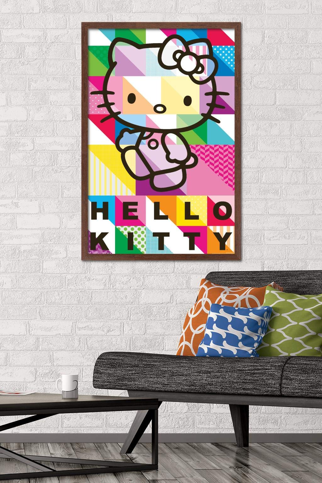 Trends International Hello Kitty - Patterns Wall Poster, 22.375'' X 34'', Mahogany Framed Version