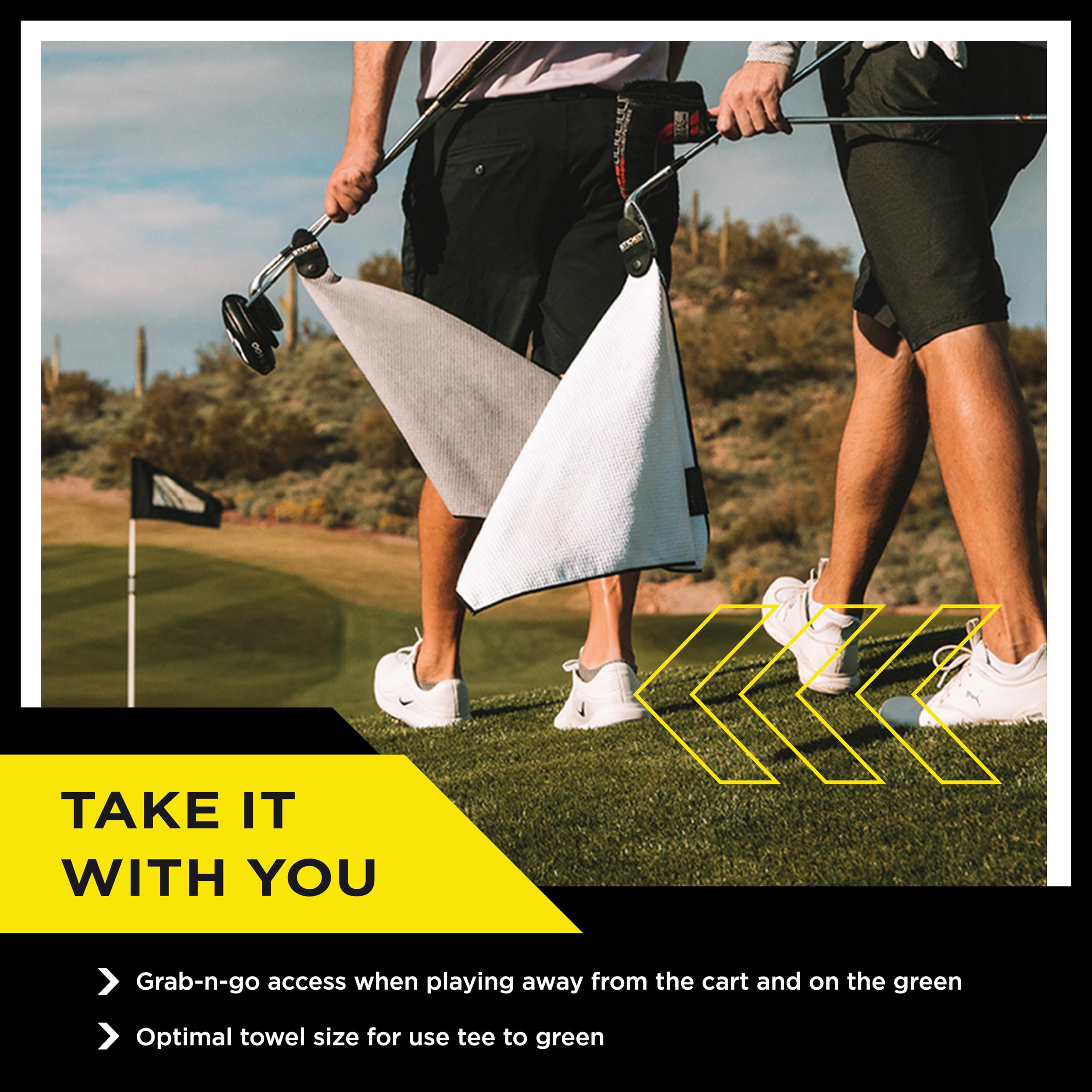 STICKIT Magnetic Towel  White  Top-Tier Microfiber Golf Towel with Deep Waffle Pockets  Industrial Strength Magnet for Strong Hold to Golf Carts or Clubs