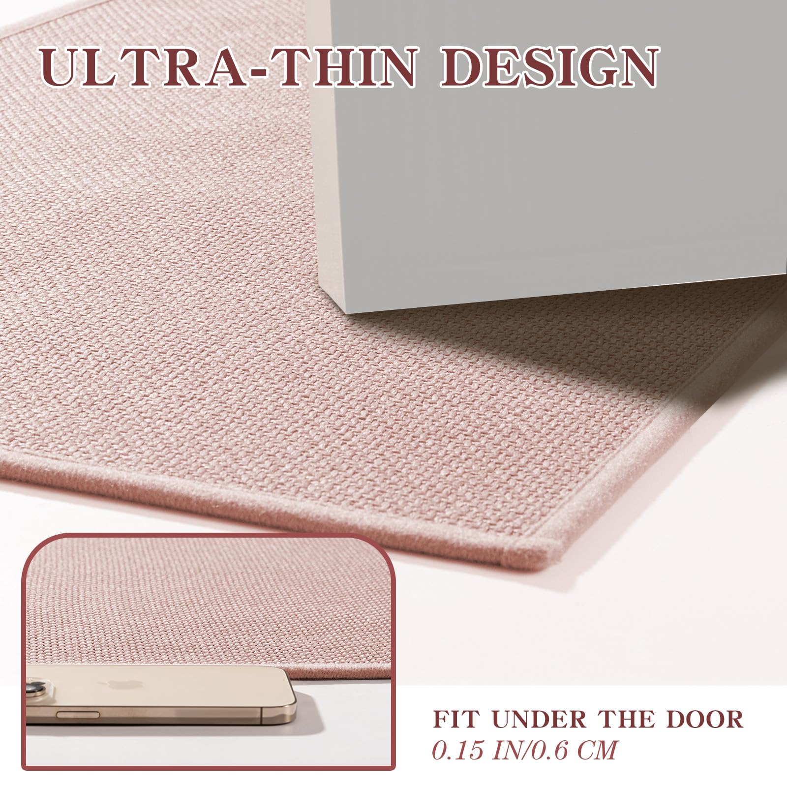 Chakme Bathroom Rugs Mat 47X17, Ultra Thin Non Slip Bath Mat Runner Quick Dry Absorbent Bath Mat For Bathroom Floor, (Pink, 47''