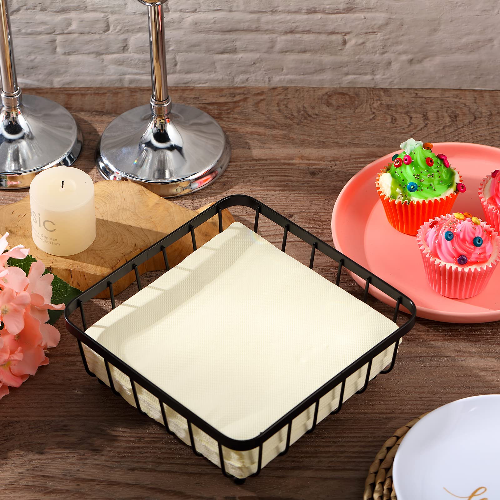 2 Pieces Napkin Holder For Table, Metal Napkin Holder For Paper Napkins, Modern Flat Napkin Holder For Kitchen Or Dining Room, S