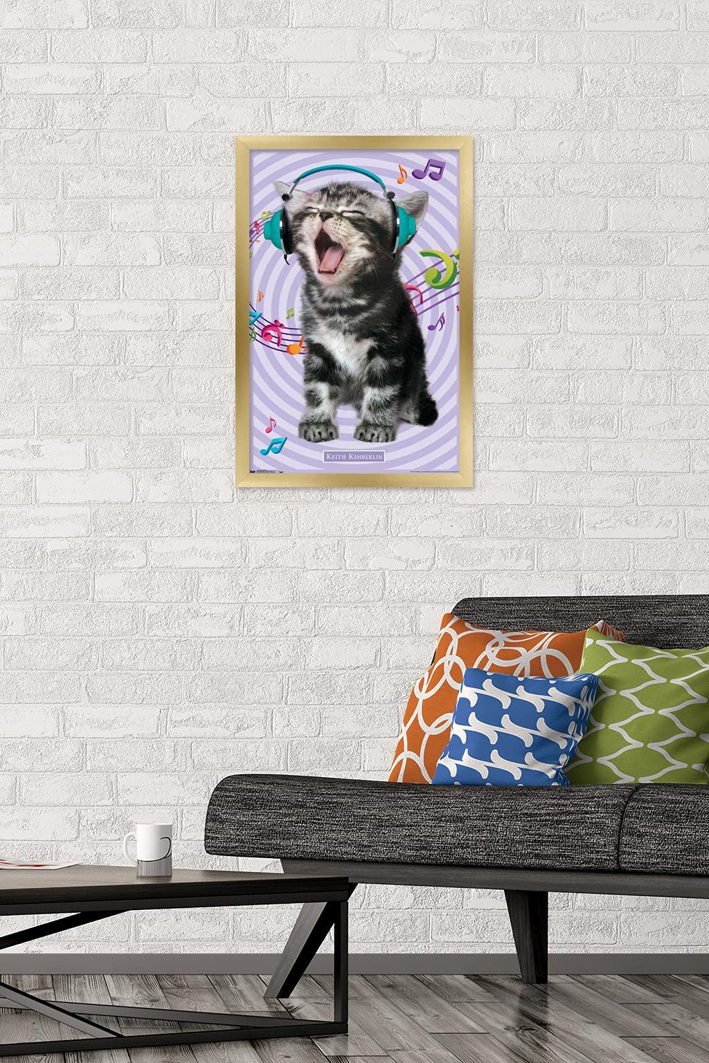 Trends International Keith Kimberlin - Kitten - Singing Wall Poster, 14.725'' X 22.375'', Gold Framed Version