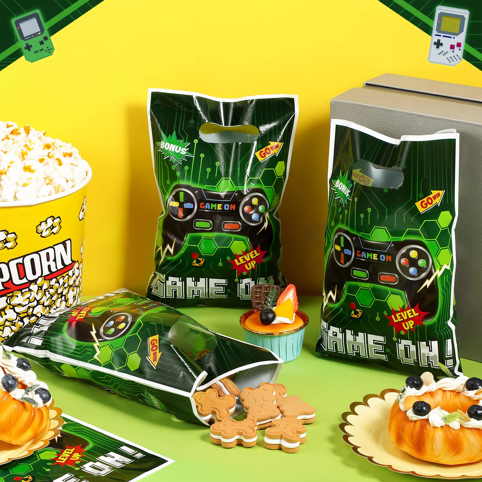 Funrous 50 Pcs Video Game Party Favors Bags Bulk Game Candy Gift Bags Plastic Game On Treat Bags Game Party Decorations For Boys