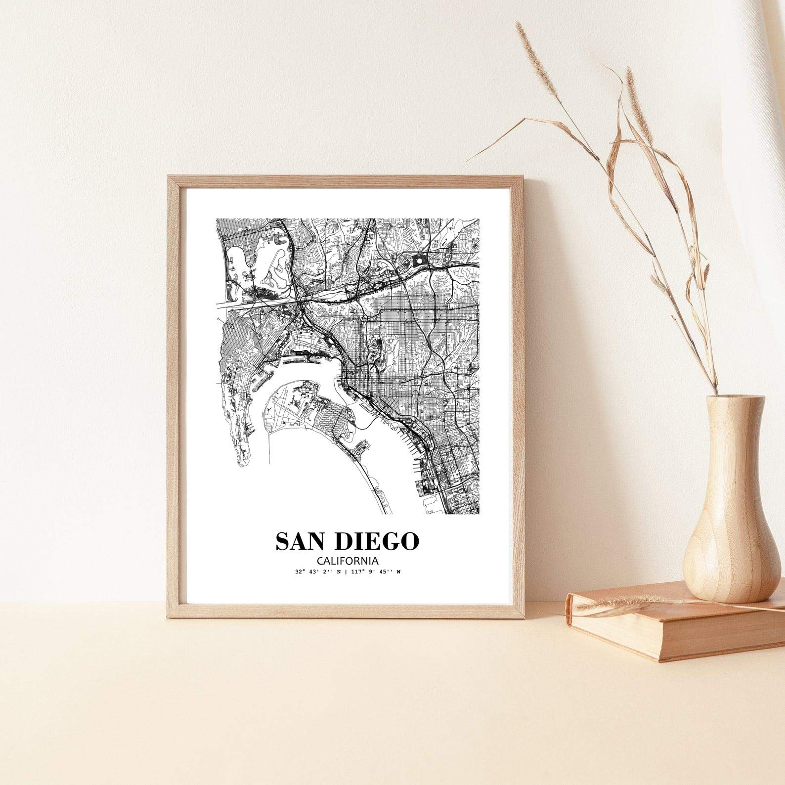 Eleville 8X10 Unframed San Diego California City View Abstract Road Modern Map Art Print Poster Wall Office Home Decor Minimalis