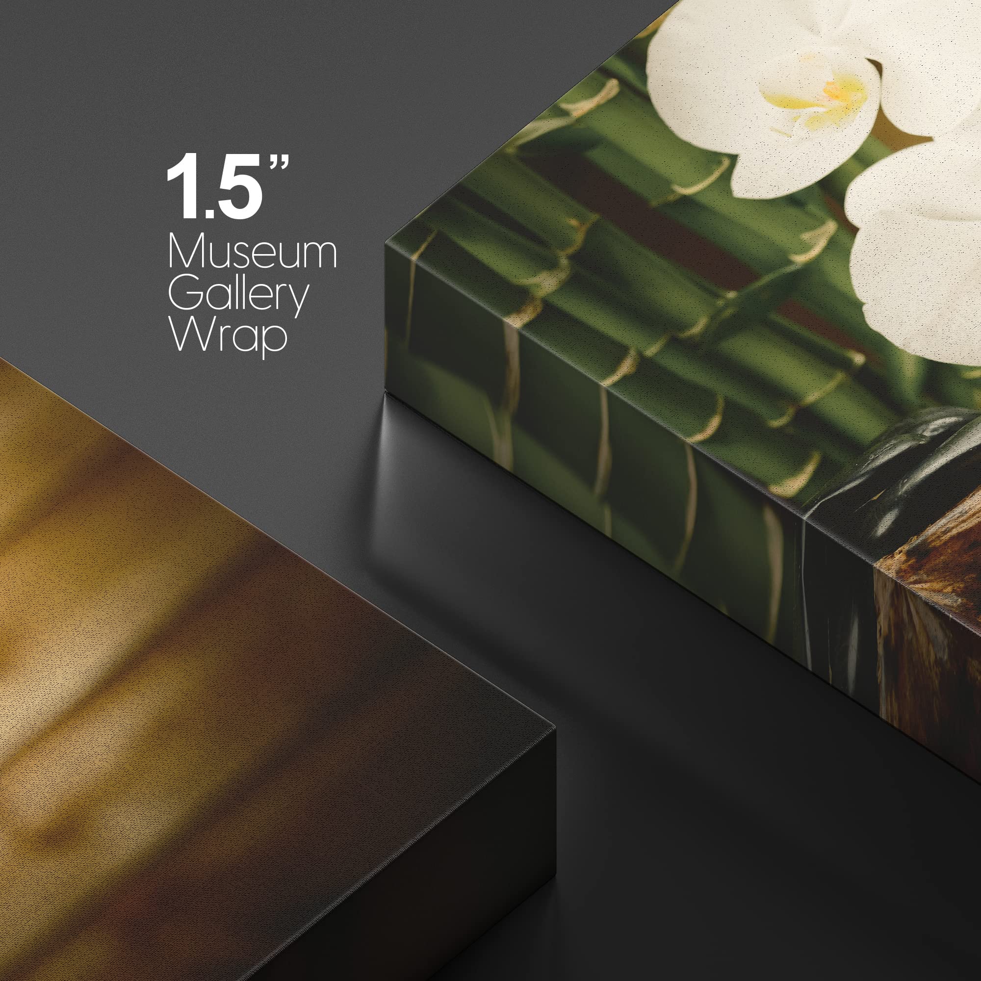 Wall26 Canvas Print Wall Art White Orchid Zen Bamboo Candle Massage Stones Nature Wilderness Photography Realism Rustic Neon Lan