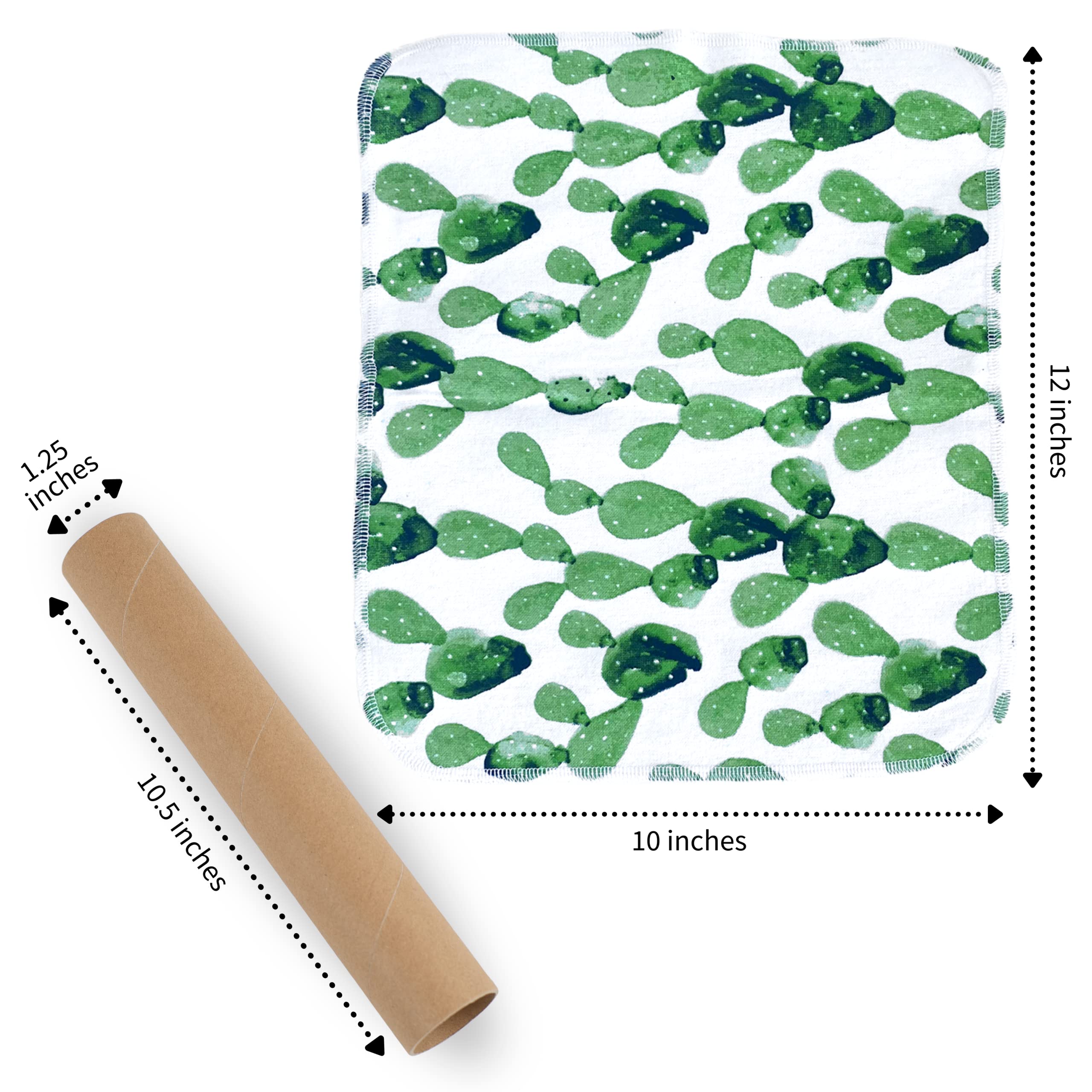 The Useless Brand Reusable Paper Towels Roll | 12 Eco Friendly Washable Cotton Flannel Towels w/Cardboard Roll | Zero Waste & Sustainable | Fits on All Holders (Cactus  12 Towels)