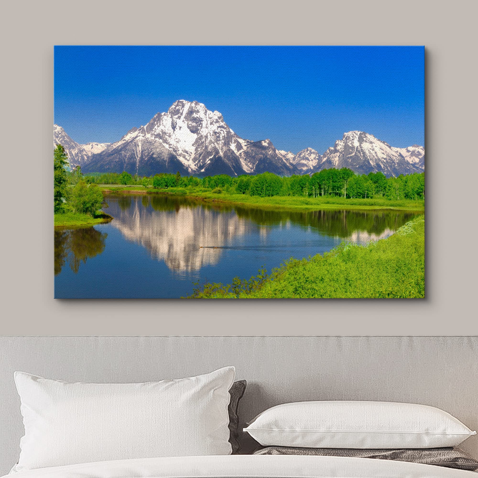 Wall26 Canvas Print Wall Art Mountain Landscape With Green Forest Reflection Nature Wilderness Photography Modern Art Rustic Sce
