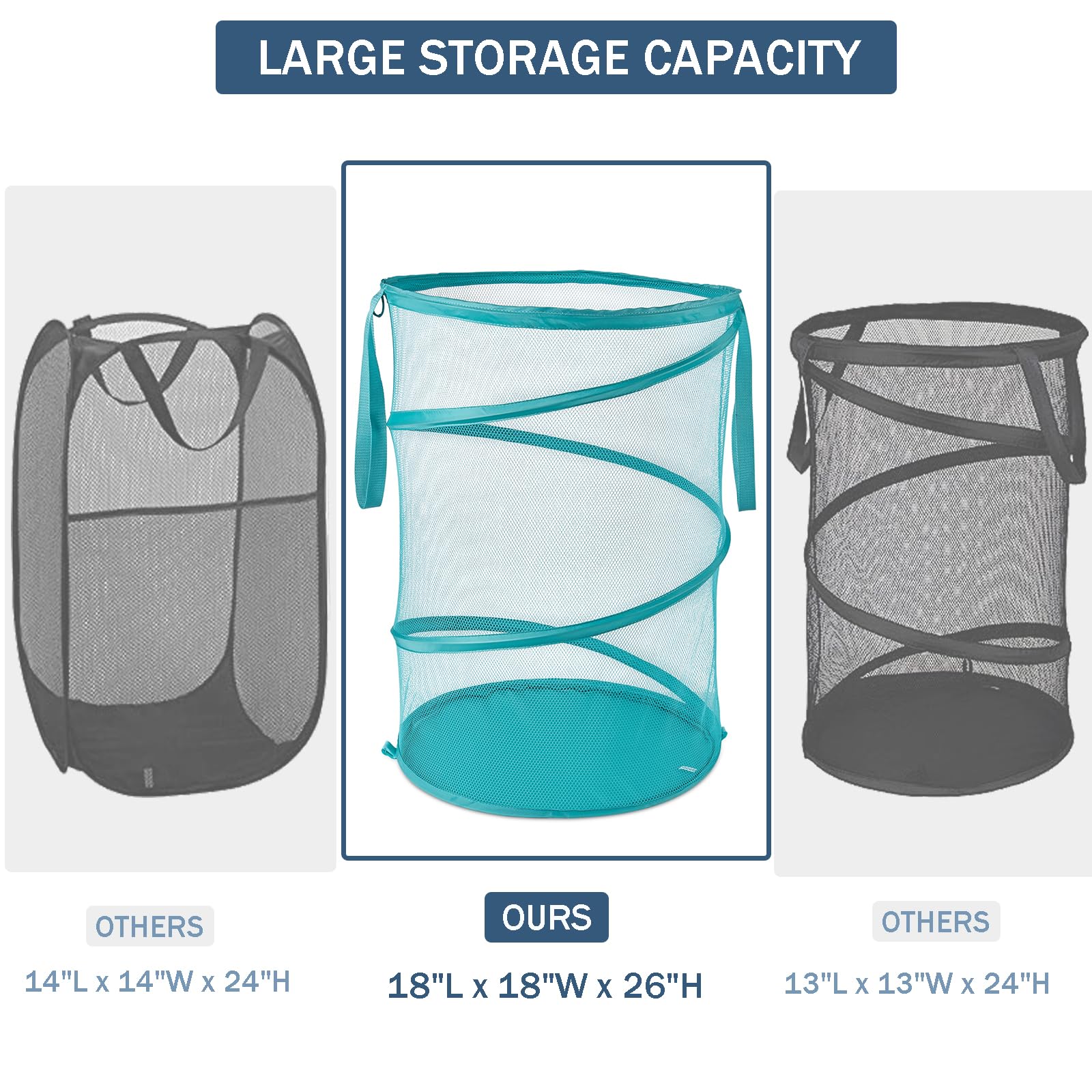 Mesh Popup Laundry Hamper 115L Collapsible Laundry Basket No Lid Extra Large Capacity Foldable Clothing Storage Basket With Hand