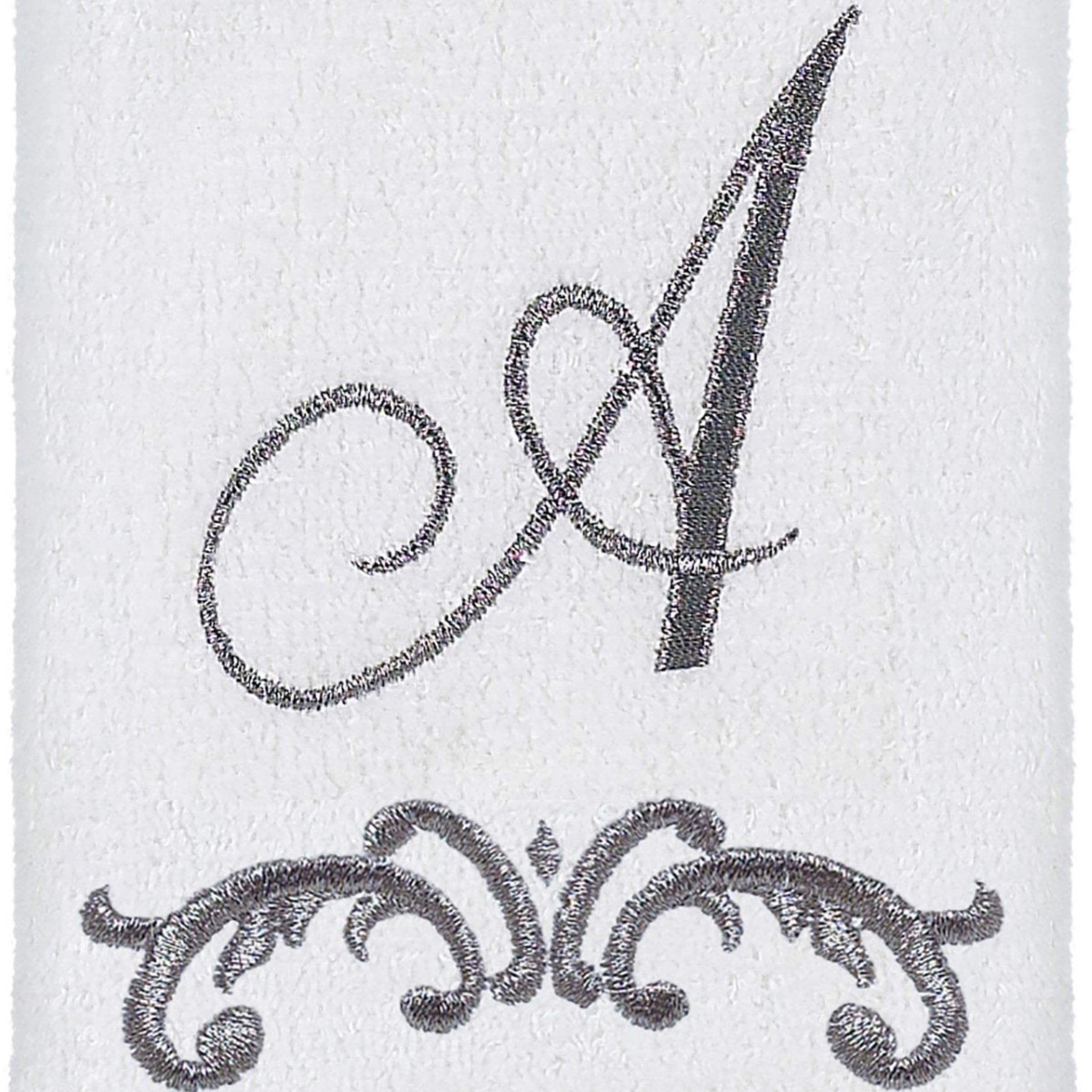 Avanti Linens - Fingertip Towel, Soft & Absorbent Cotton Towel (Monogram Collection, Initial A), White