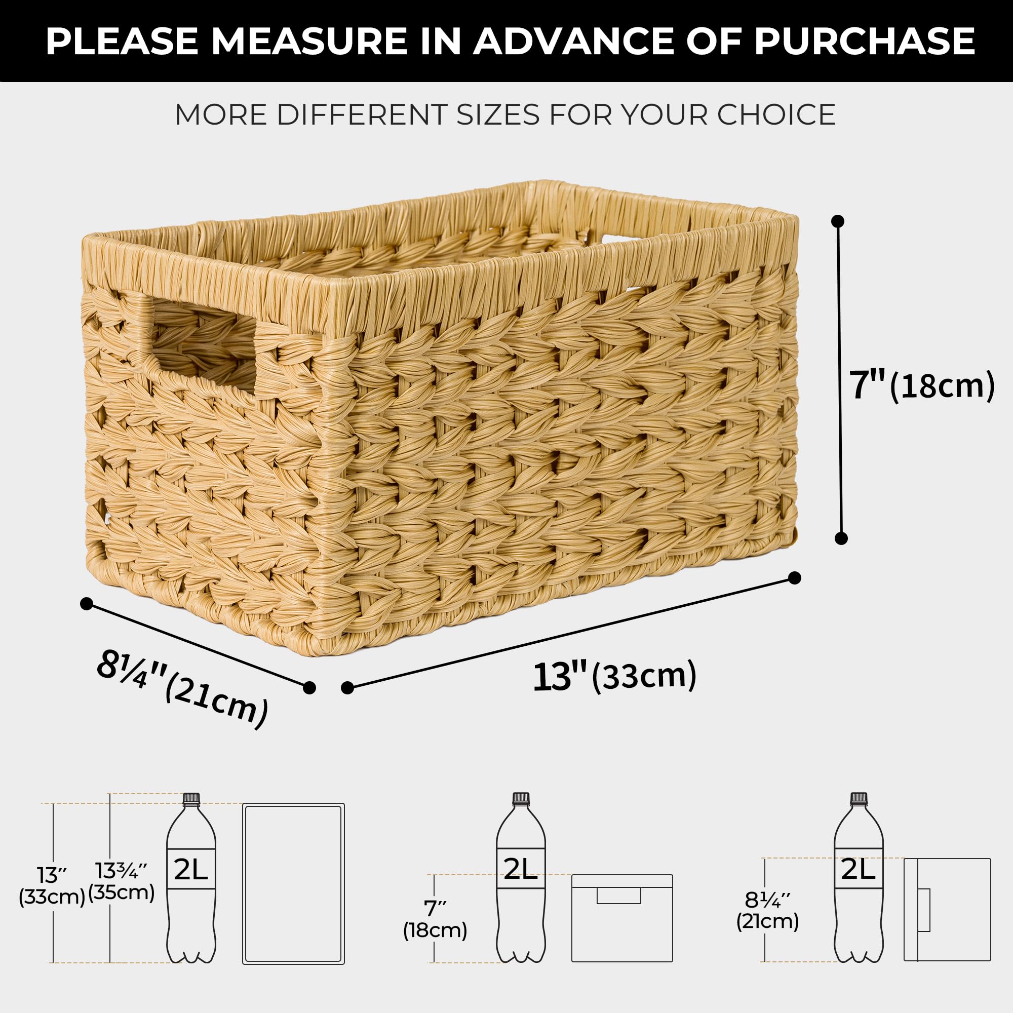 Granny Says Wicker Storage Baskets, Woven Baskets For Shelves, Waterproof Baskets For Organizing, Wicker Baskets With Handles, 2