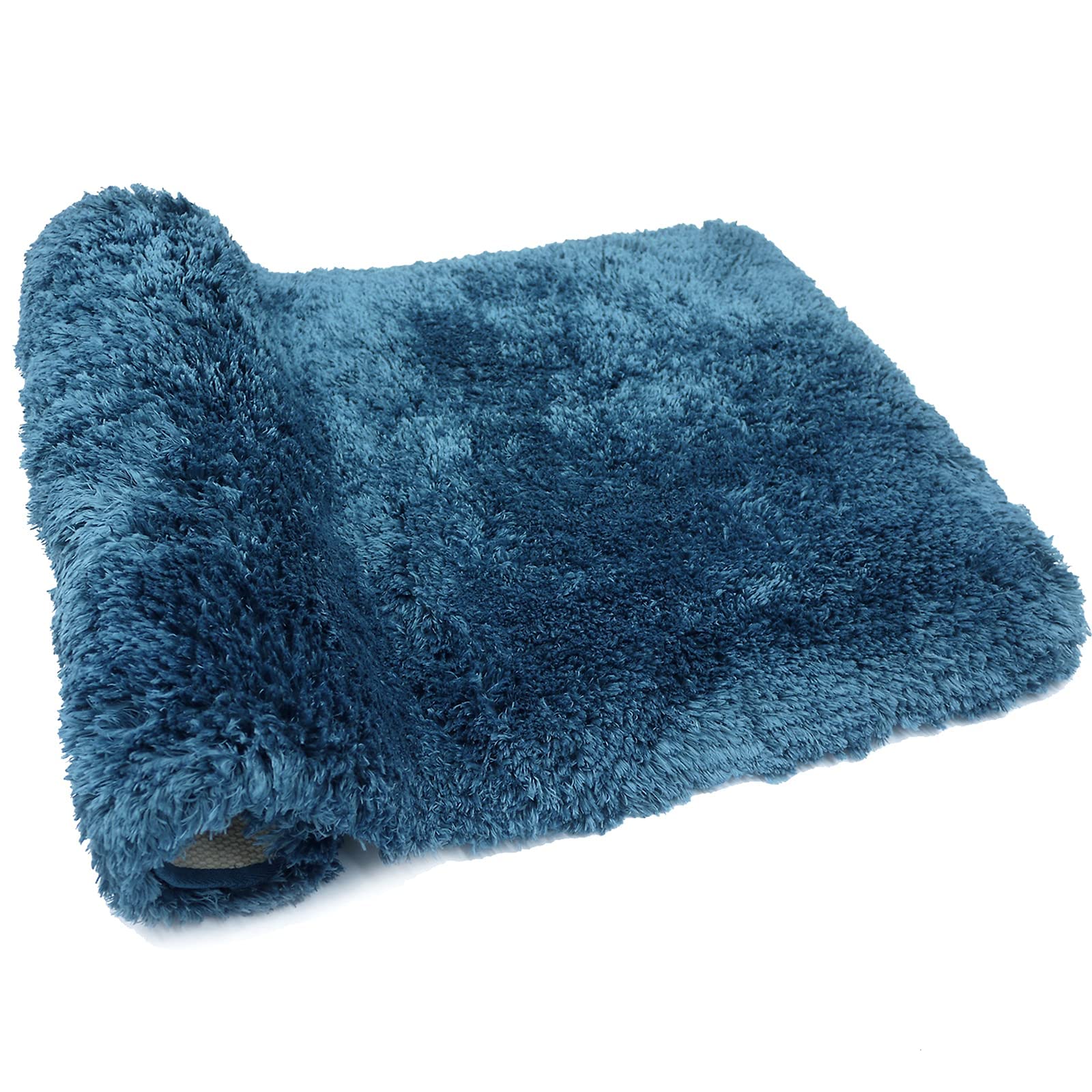 FIFU Bathroom Rugs Non-Slip  Soft & Shaggy Bath Mats for Bathroom Floor  Tub and Sink  Absorbent and Machine Washable  17x24 Inches Peacock Blue
