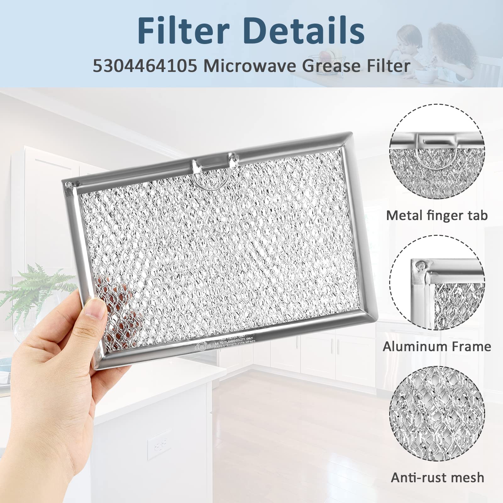 Wb06X10608 5304464105 Microwave Grease Filter Fit For Frigi.Daire G.E Microwave By Fetechmate Replace 5304517871 5304478913 5304