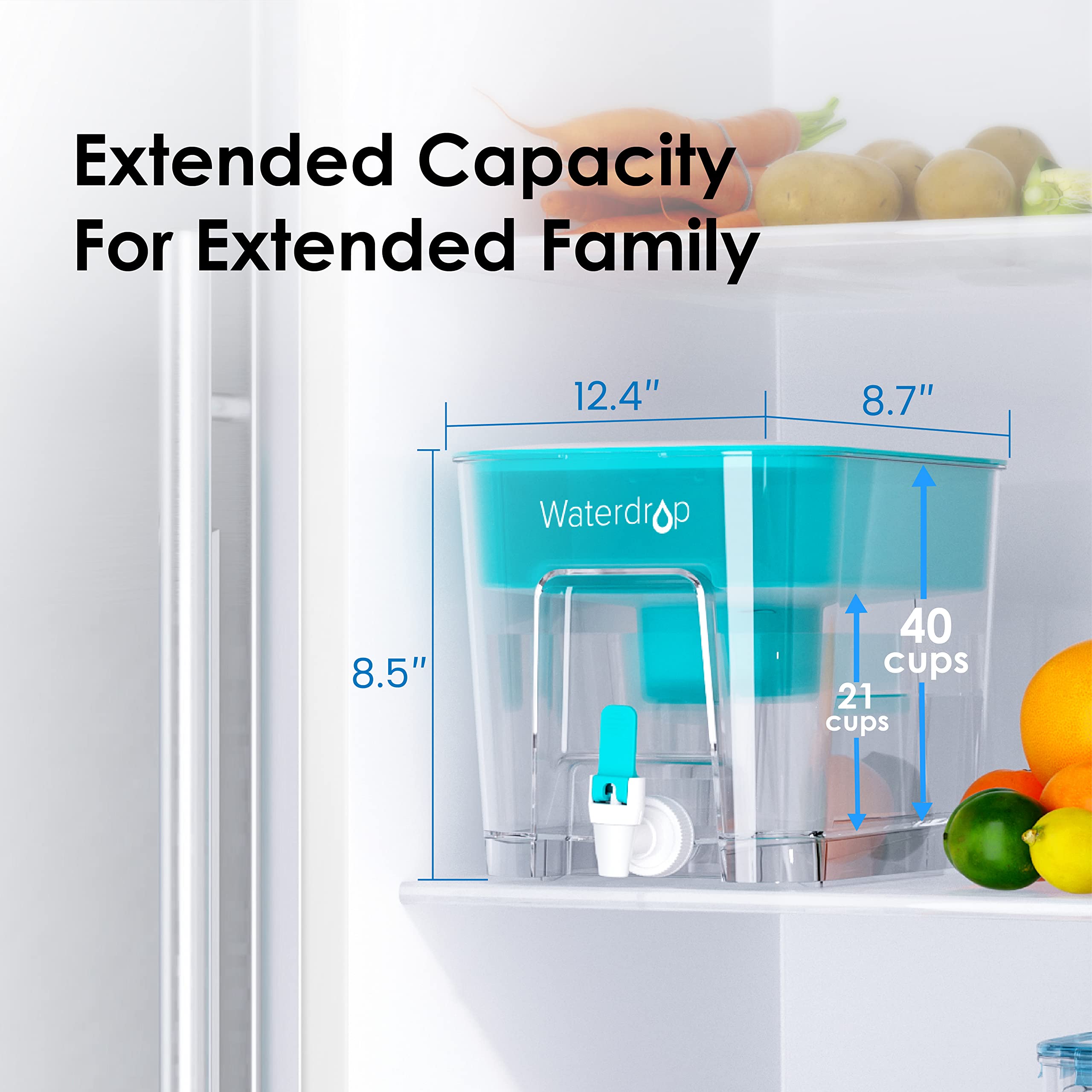 Waterdrop 200-Gallon Long-Life 40-Cup Large Water Filter Dispenser With 1 Filter, For Home And Office, 5X Times Lifetime, Reduce