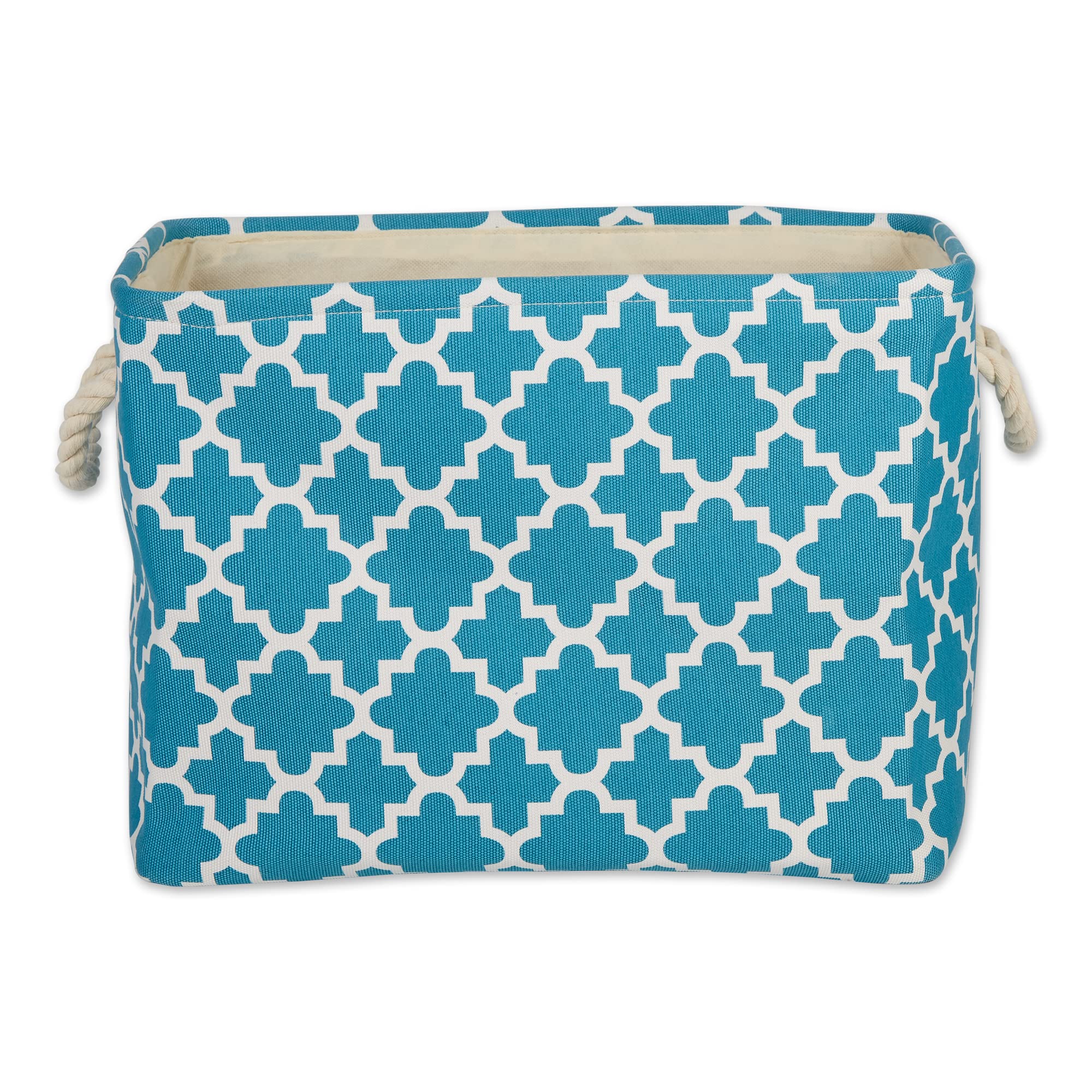 Dii Polyester Container With Handles, Lattice Storage Bin, Small, Storm Blue