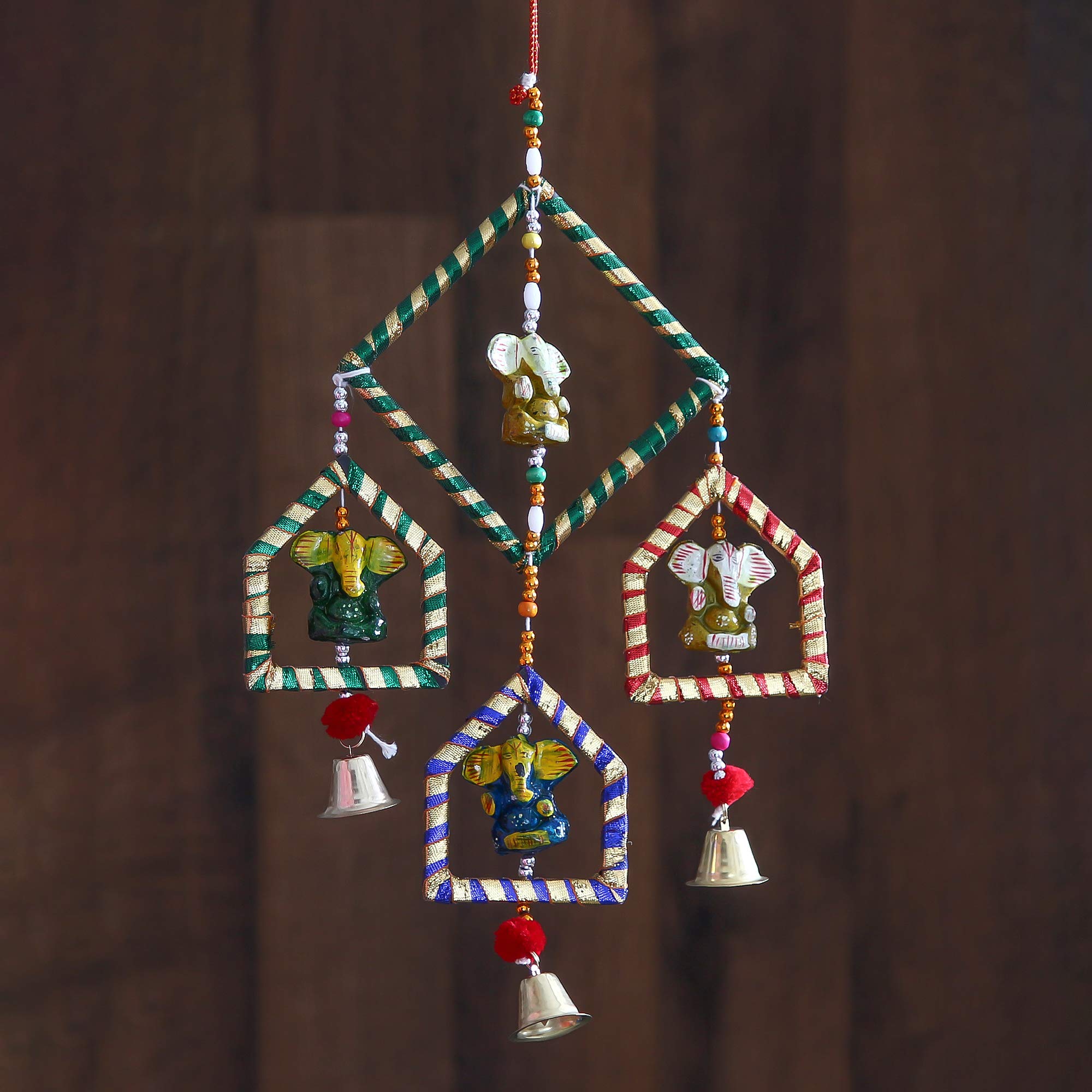 eCraftIndia Handcrafted Decorative Lord Ganesha Wall/Door/Window Hanging Bell