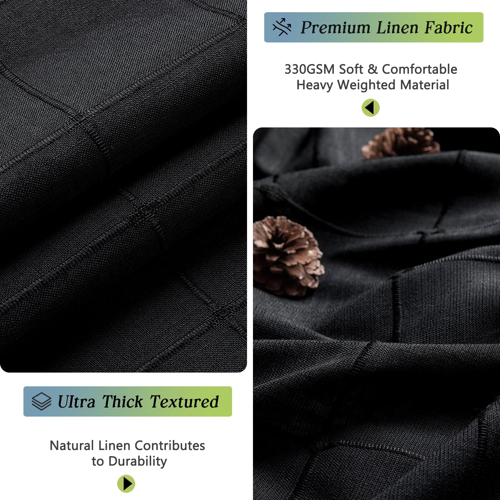 Boho Farmhouse Shower Curtain 96 Inch Extra Long Linen Fabric Weighted Thick Bathroom Shower Curtain Set With Tassels, Modern Lu