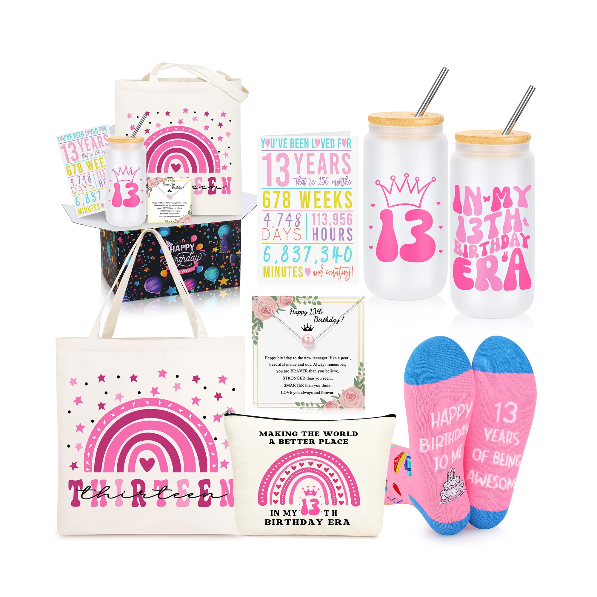 JTENGTOP 13 Year Old Beautiful Girl Birthday Gifts Ideas, Gifts for 13 Year Old Sweet Girls, 13th Birthday Decorations Basket Se