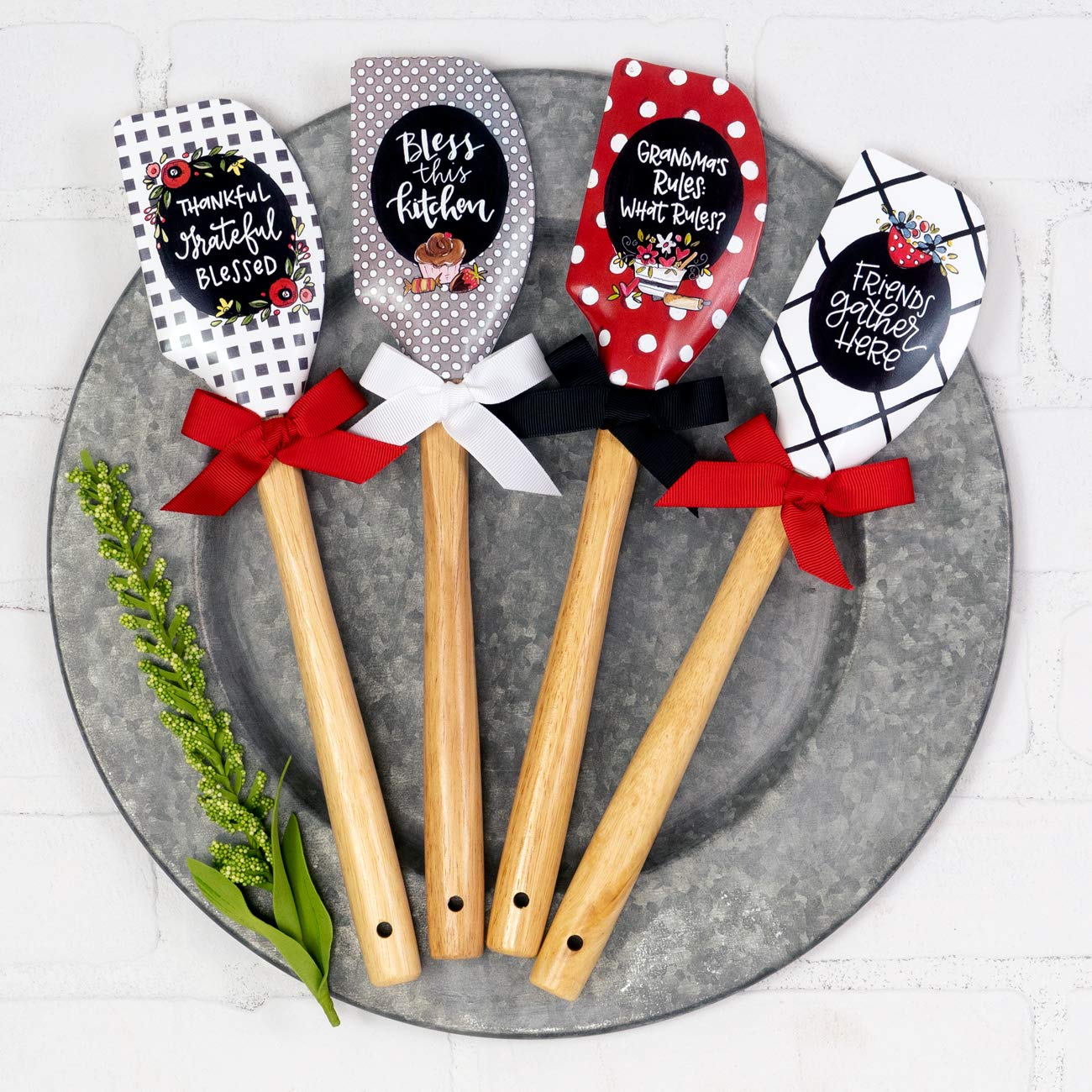 Brownlow Gifts Simple Inspirations Silicone Spatula, 12.5-Inches, Thankful Grateful Blessed