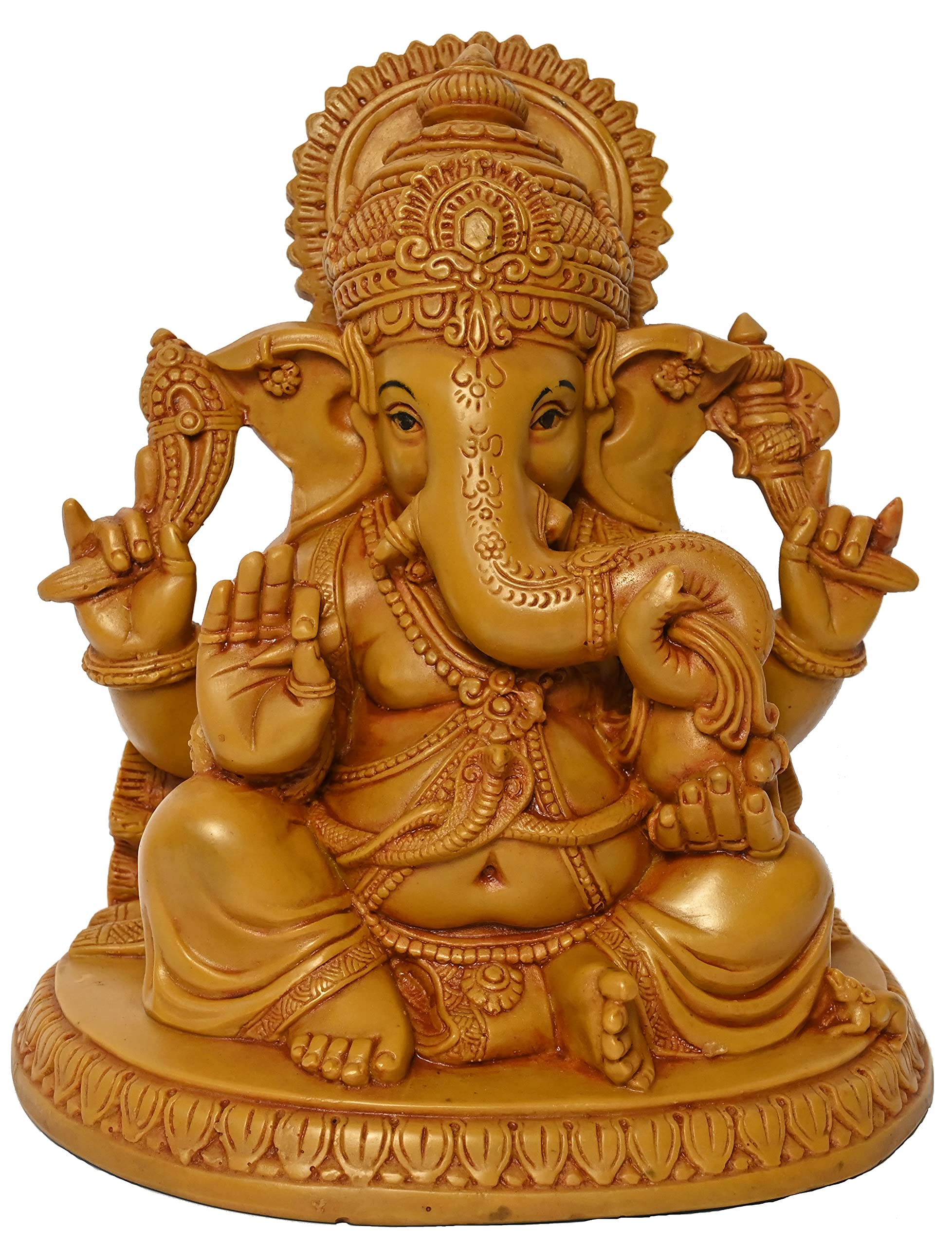 Karighar Ganpati Bappa/Ganesh Ji/Ganesha Idol For Home/Living Room/Puja Room/Gifting (Brown,5.15X6.75X7.10 Inches) D0073