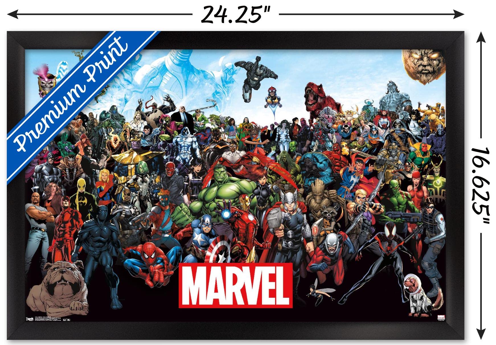Trends International Marvel Comics - The Marvel Lineup Wall Poster, 14.72'' X 22.37'', Black Framed Version