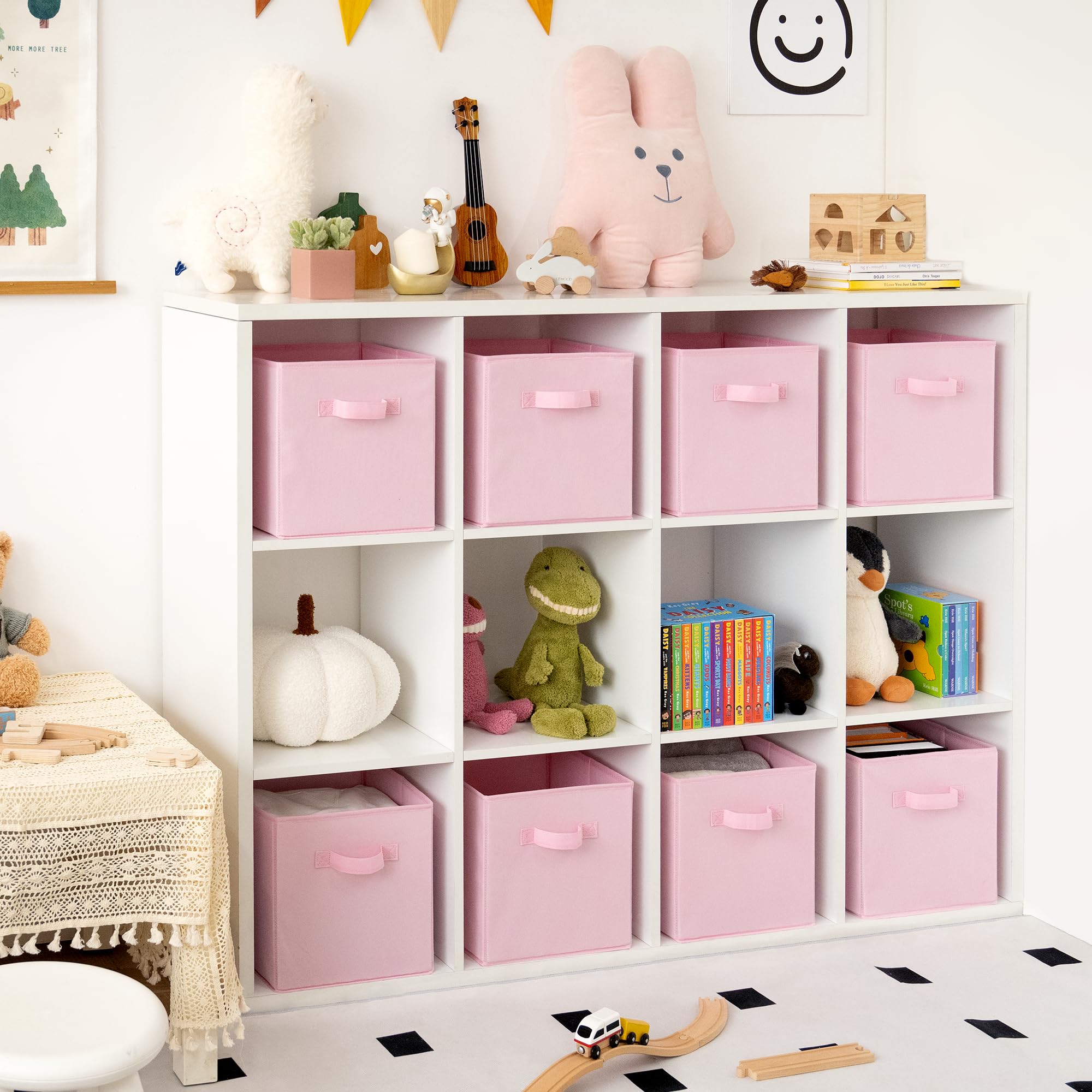 Granny Says Cube Storage Bins, 11 Inch Storage Cube Organizer, Collapsible Fabric Storage Cubes With Handle, Decorative Cube Sto