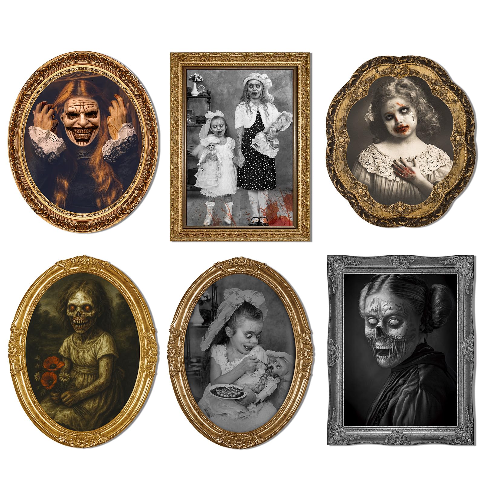 Scary Halloween Party Decoration Indoor Home Wall Decor, 3D Changing Face Moving Picture Portrait Frame, for Horror Spooky Party