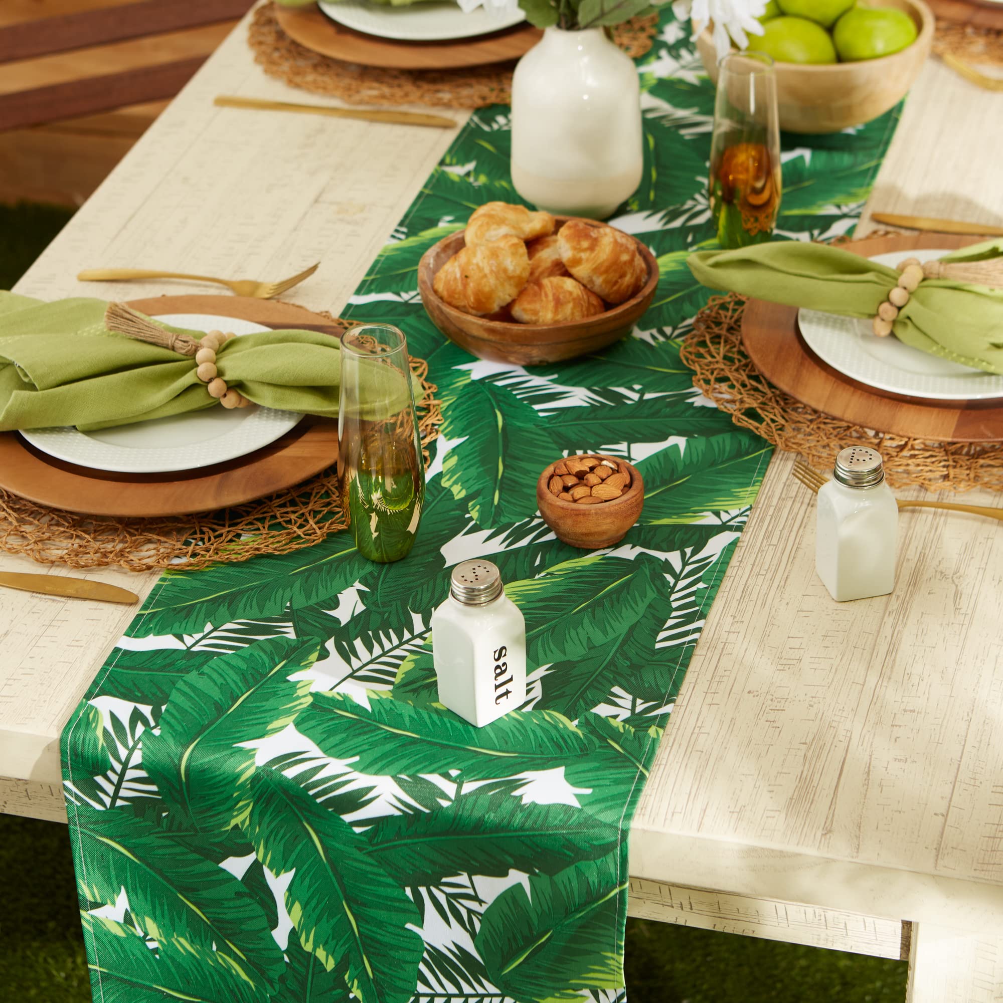 Dii Outdoor Tabletop Collection, Stain Resistant & Waterproof,14X72, Banana Leaf