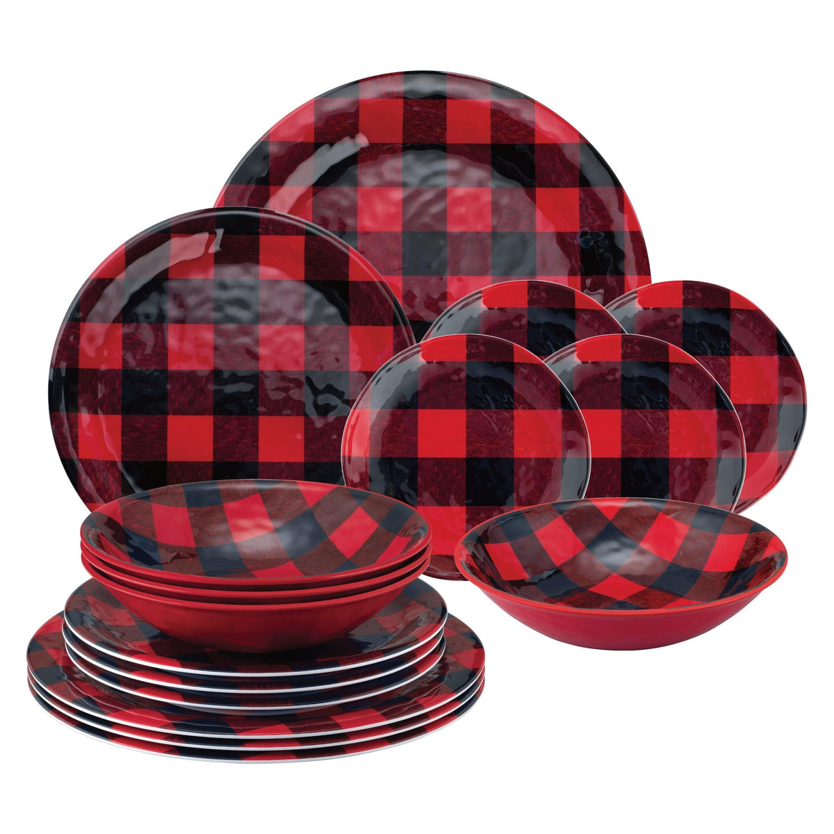 UPware 16-Piece Melamine Dinnerware Set, Includes Dinner Plates, Salad Plates, Dessert Plates, Bowls, Service for 4 (Shamrocks)