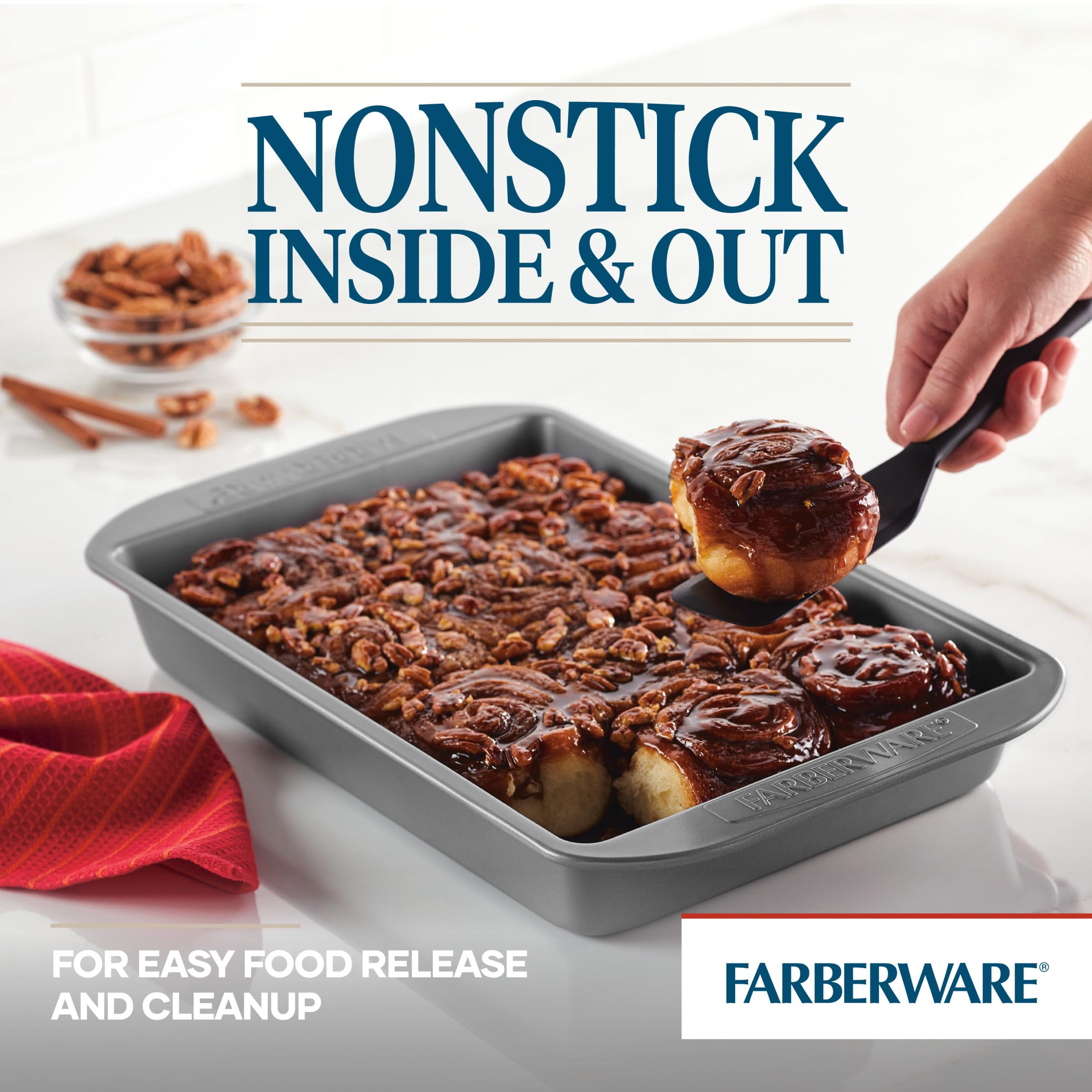 Farberware Nonstick Bakeware Baking Pan / Nonstick Cake Pan, Rectangle - 9 Inch X 13 Inch, Gray