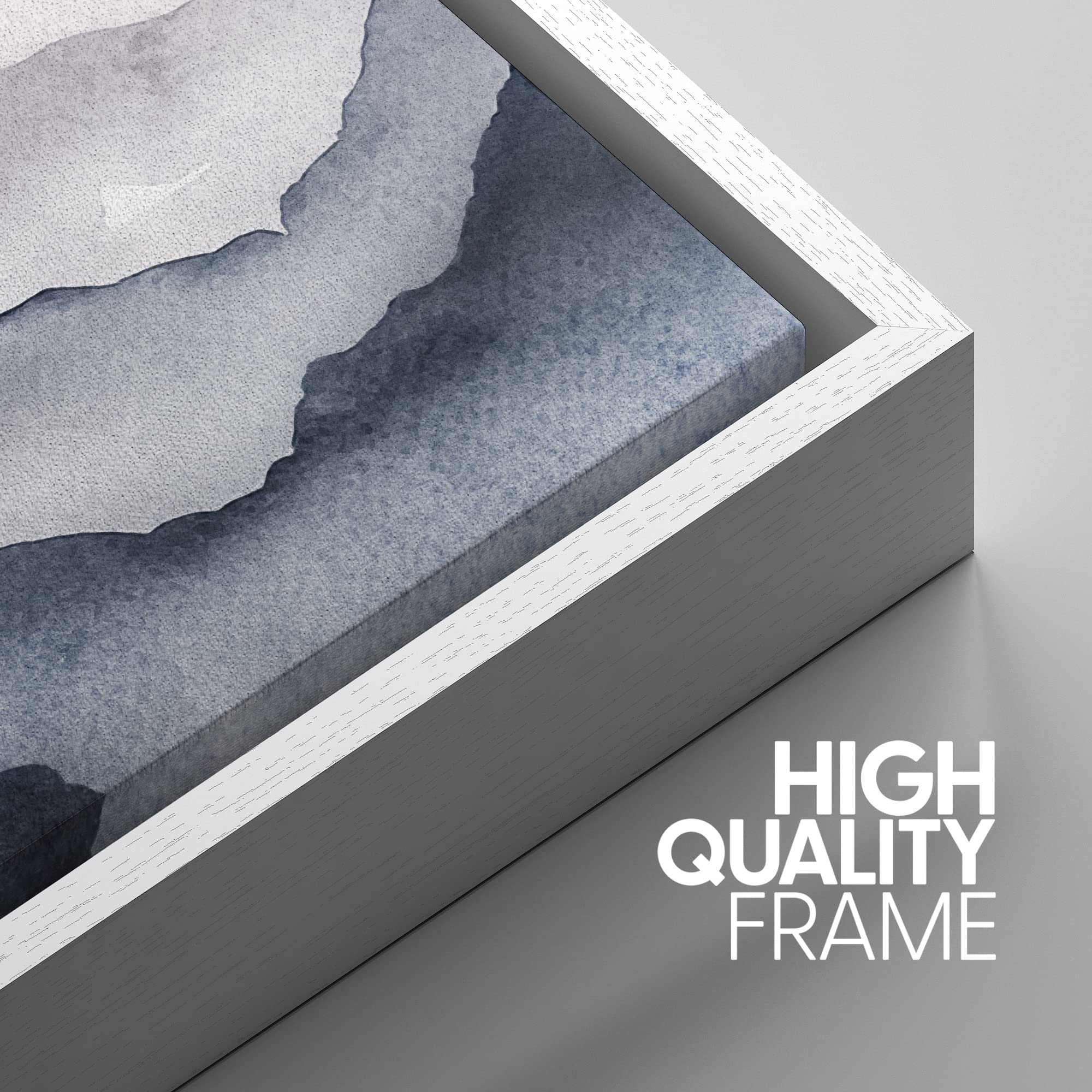 Signwin Framed Canvas Print Wall Art Set Blue Gray Mountain Range Fog & Mist Nature Wilderness Illustrations Modern Art Decorati