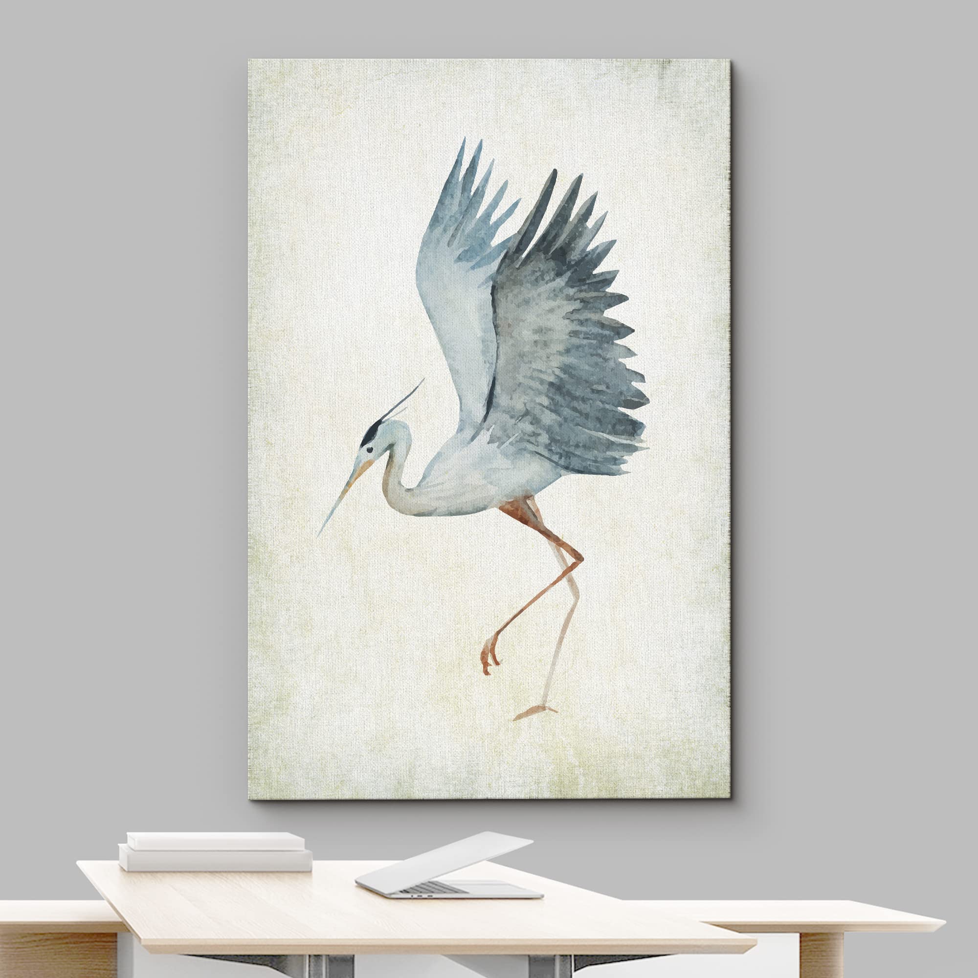 Wall26 - Canvas Wall Art - Heron Bird Spread The Wings - Wild Animal - Gallery Wrap Modern Home Art | Ready To Hang - 16X24 Inch
